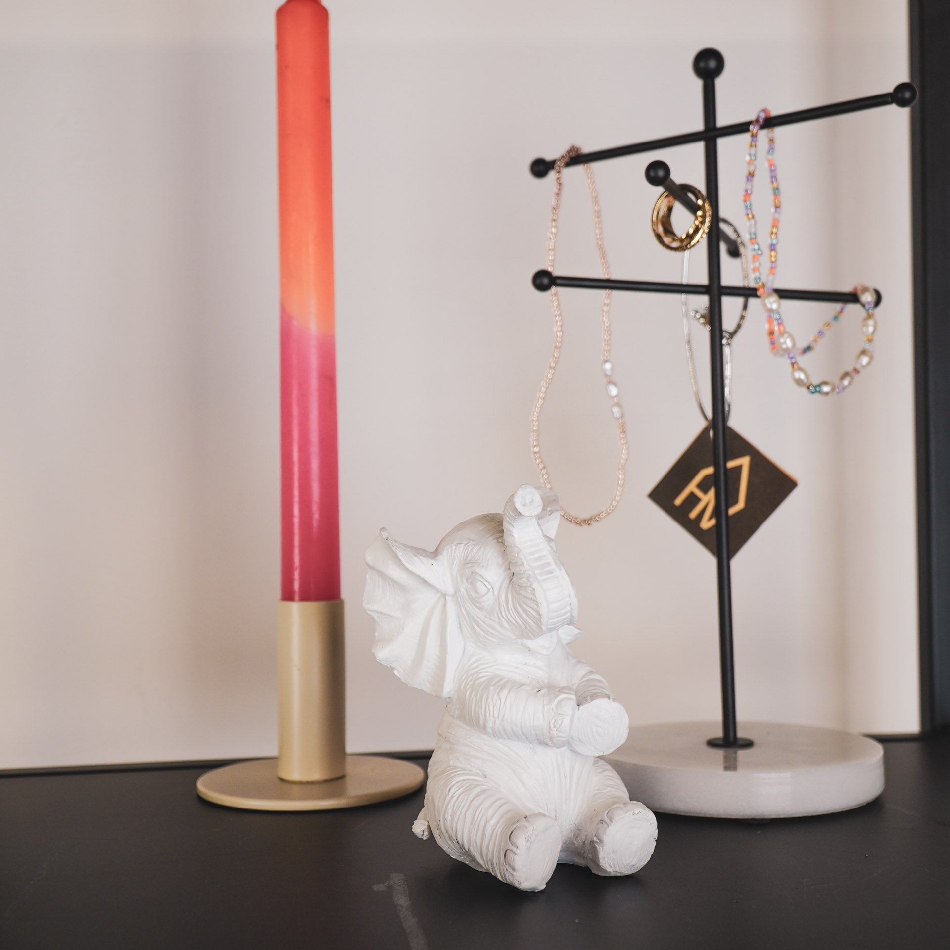 Ornament - Olifant - Polyresin - Wit - 7x7x11cm