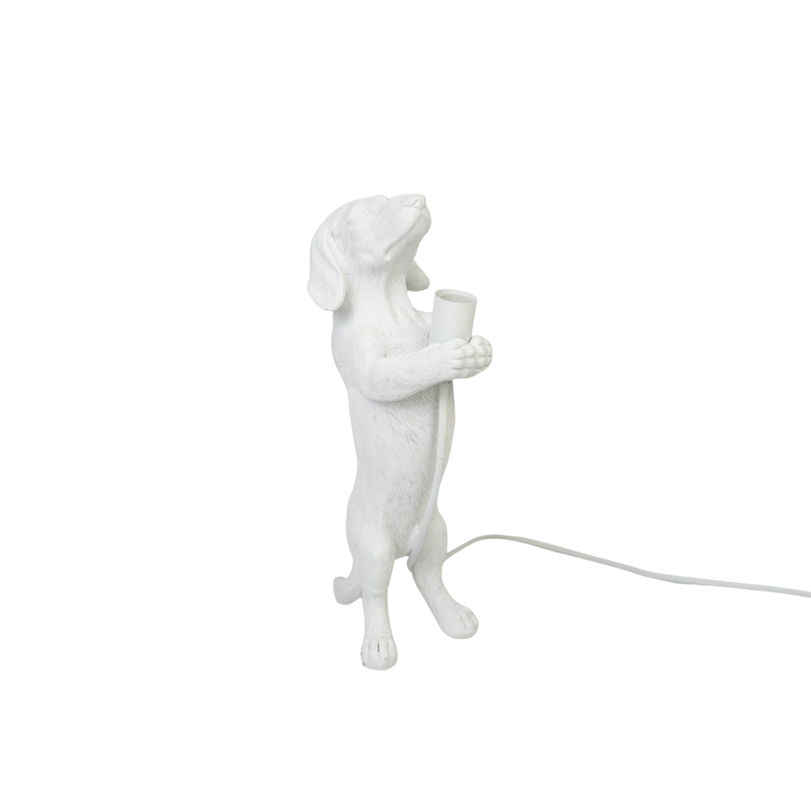 Lampen - Teckel Tafellamp - Polyresin - Wit - E14 - 10x15x38cm