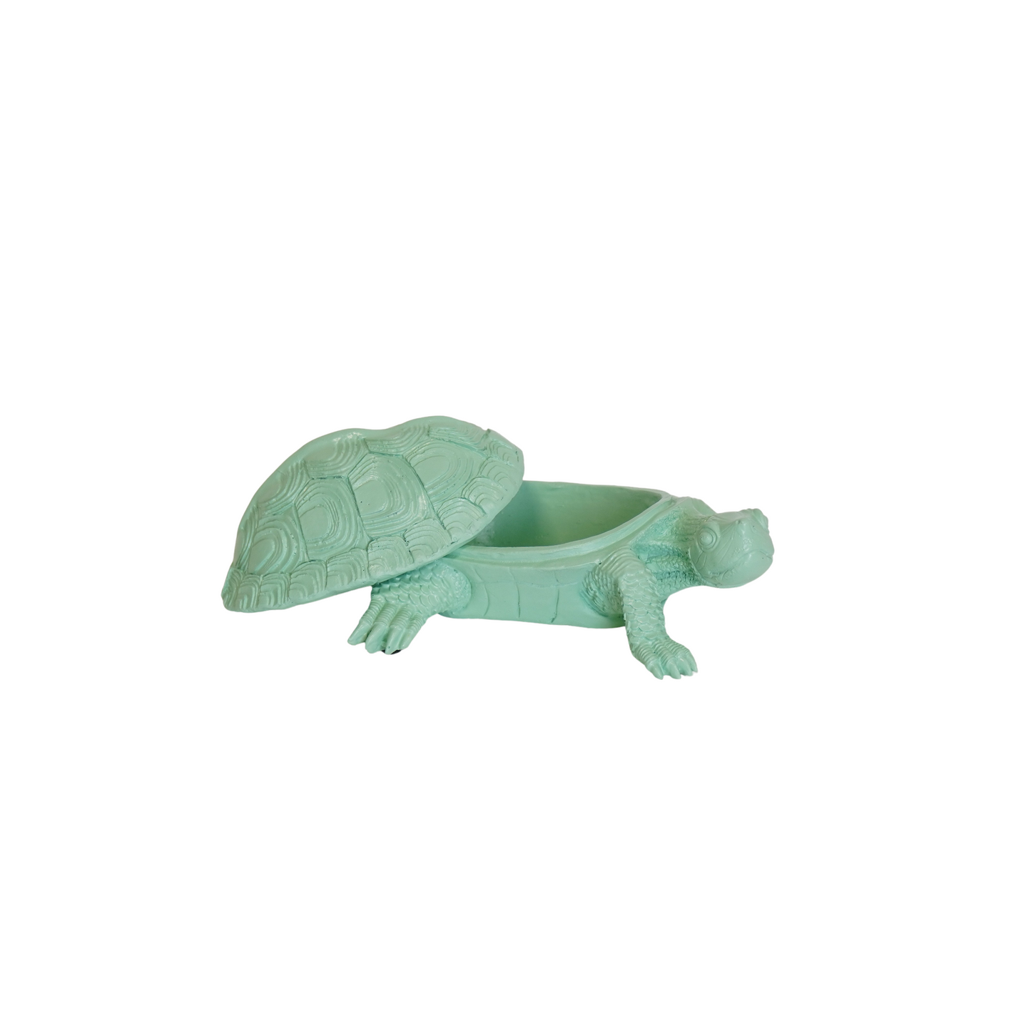 Ornament - Schildpad Box - Polyresin - Mintgreen - 15.5x13.5x7.5cm