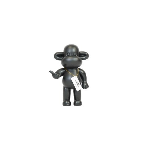 Ornament - Hang loose Aap Beeld  'The Legend' - Polyresin - Zwart - 20,5x13,5x35cm