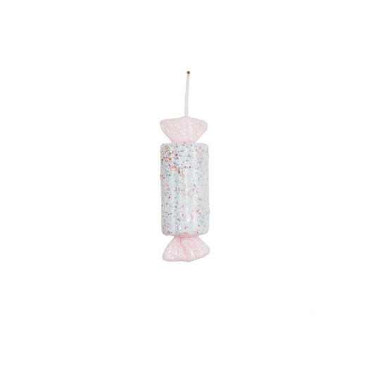 Kerst Hanger - Snoepje Rechthoekig- Foam- Roze met Gliters-28x15cm