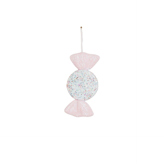 Kerst Hanger - Snoepje Rond- Foam- Roze met Gliters-28x15cm