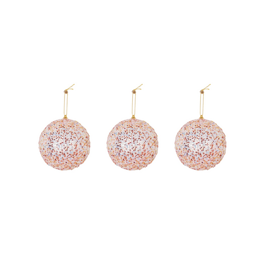 Kerst Hangers - Kerstballen - Foam -Roze Glitters - S3- 8 cm