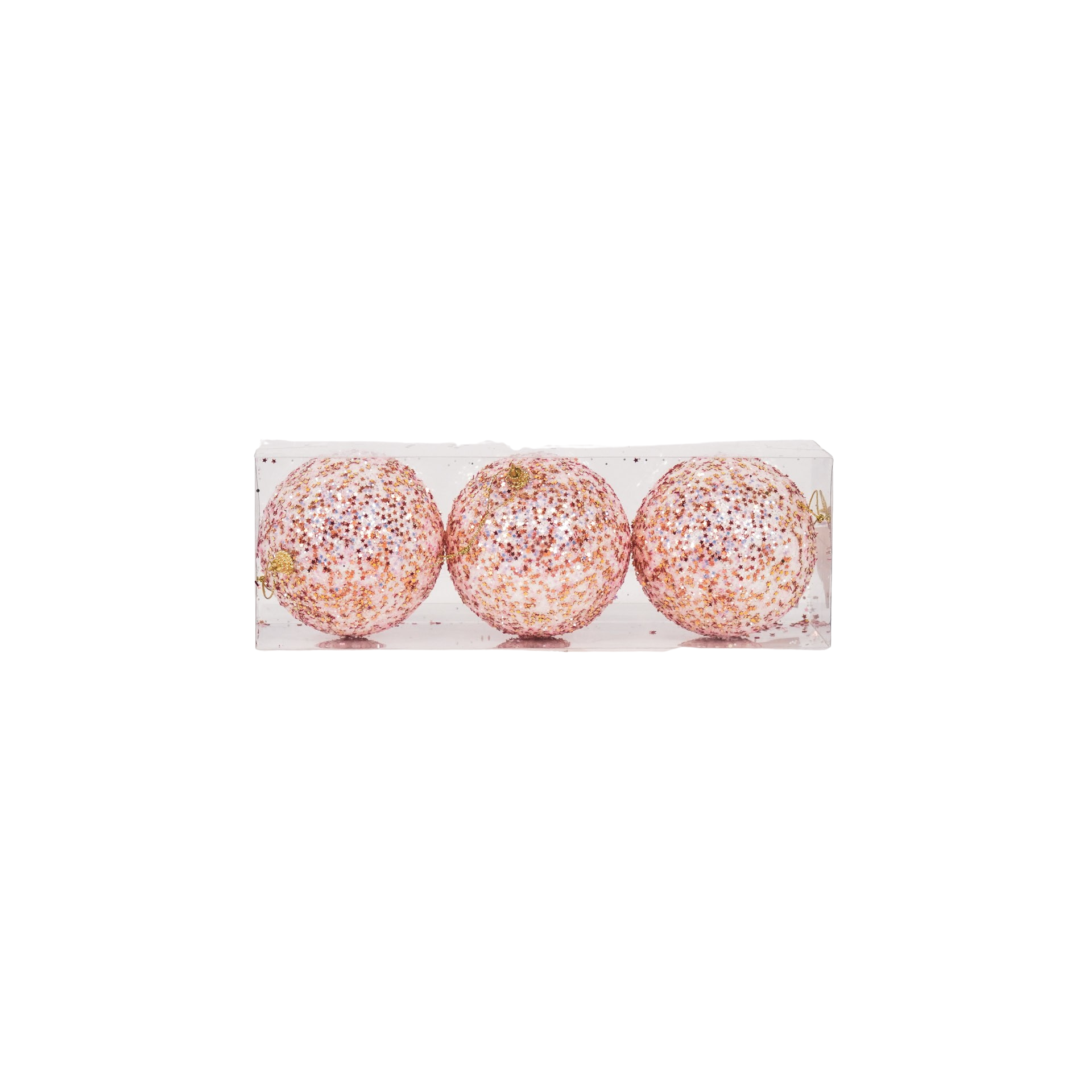 Kerst Hangers - Kerstballen - Foam -Roze Glitters  - S3- 10 cm