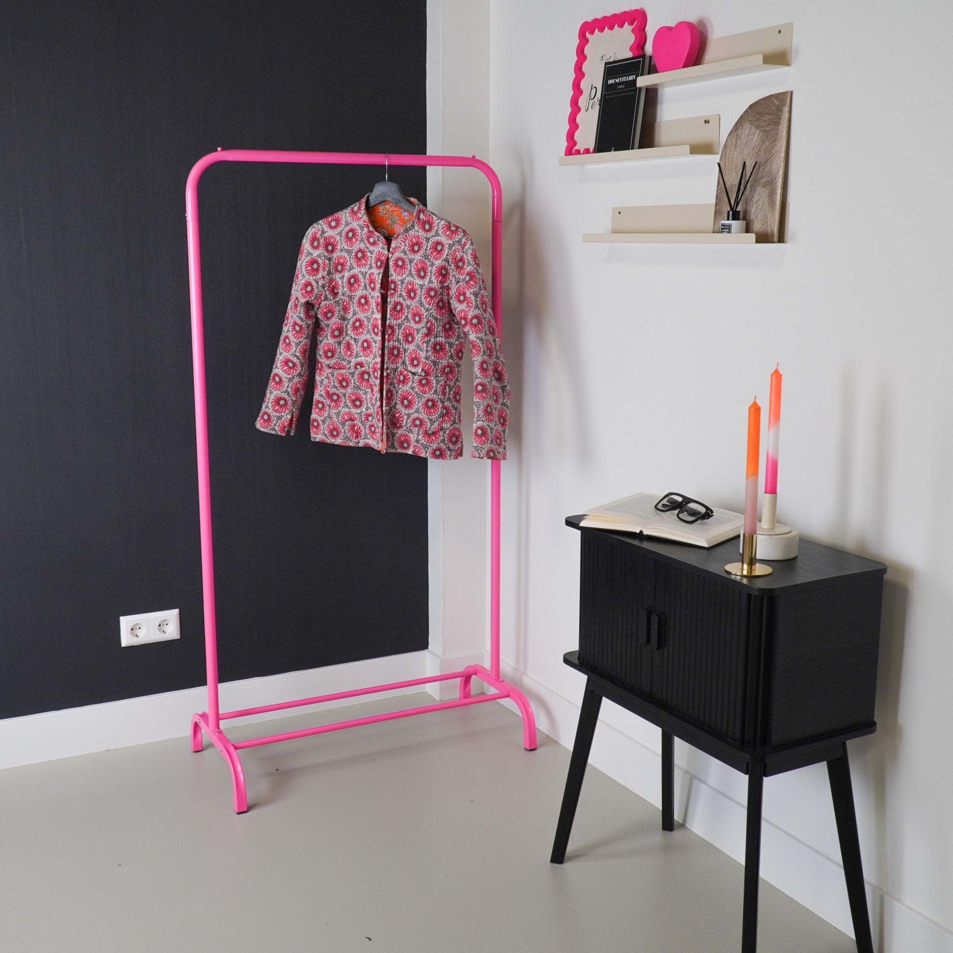Kledingrek - Metaal - Roze - 80x40x150cm