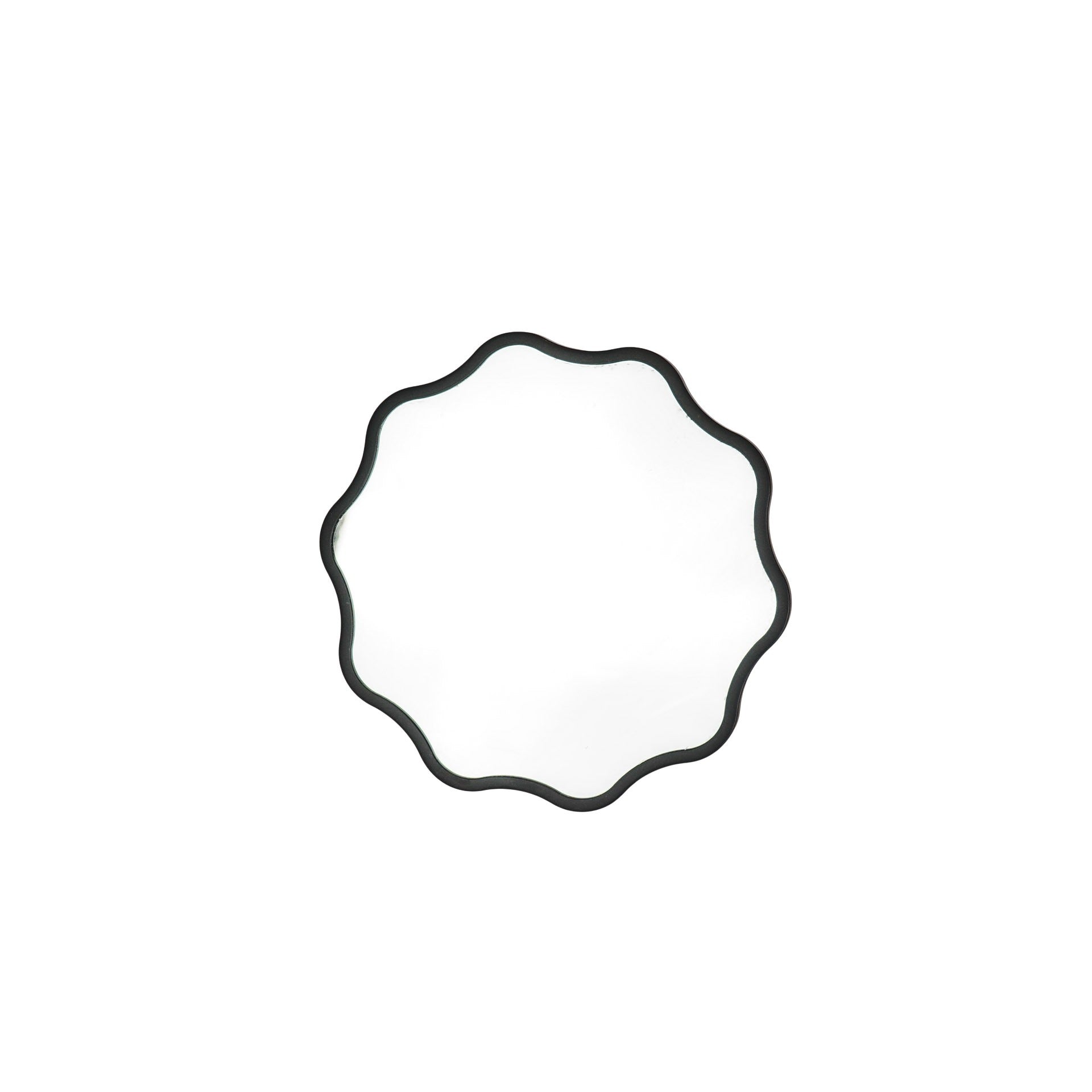 Spiegel - Make up Spiegel- Golvend Rond - Metaal - Zwart - 25x1x25cm