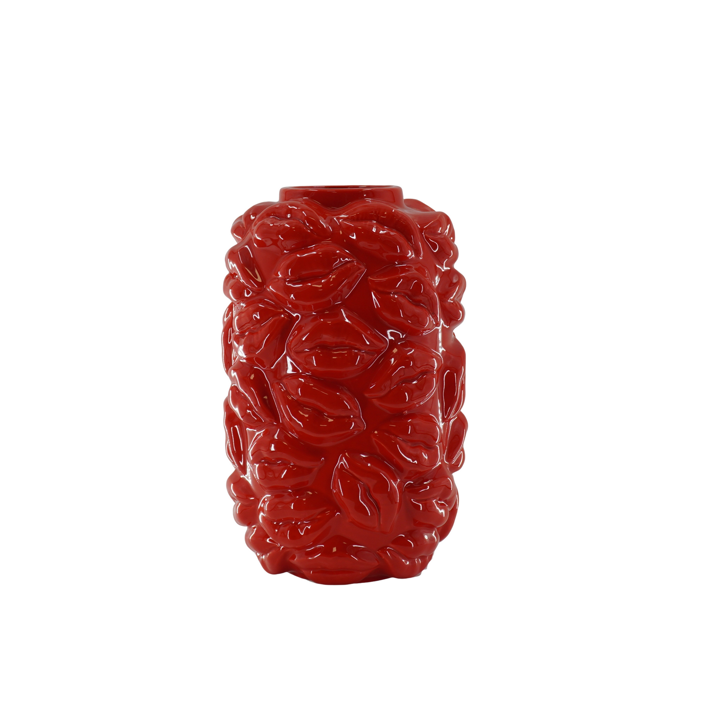 Vaas - Bloemenvaas Lippen - Keramiek - Rood -  17x17x27cm