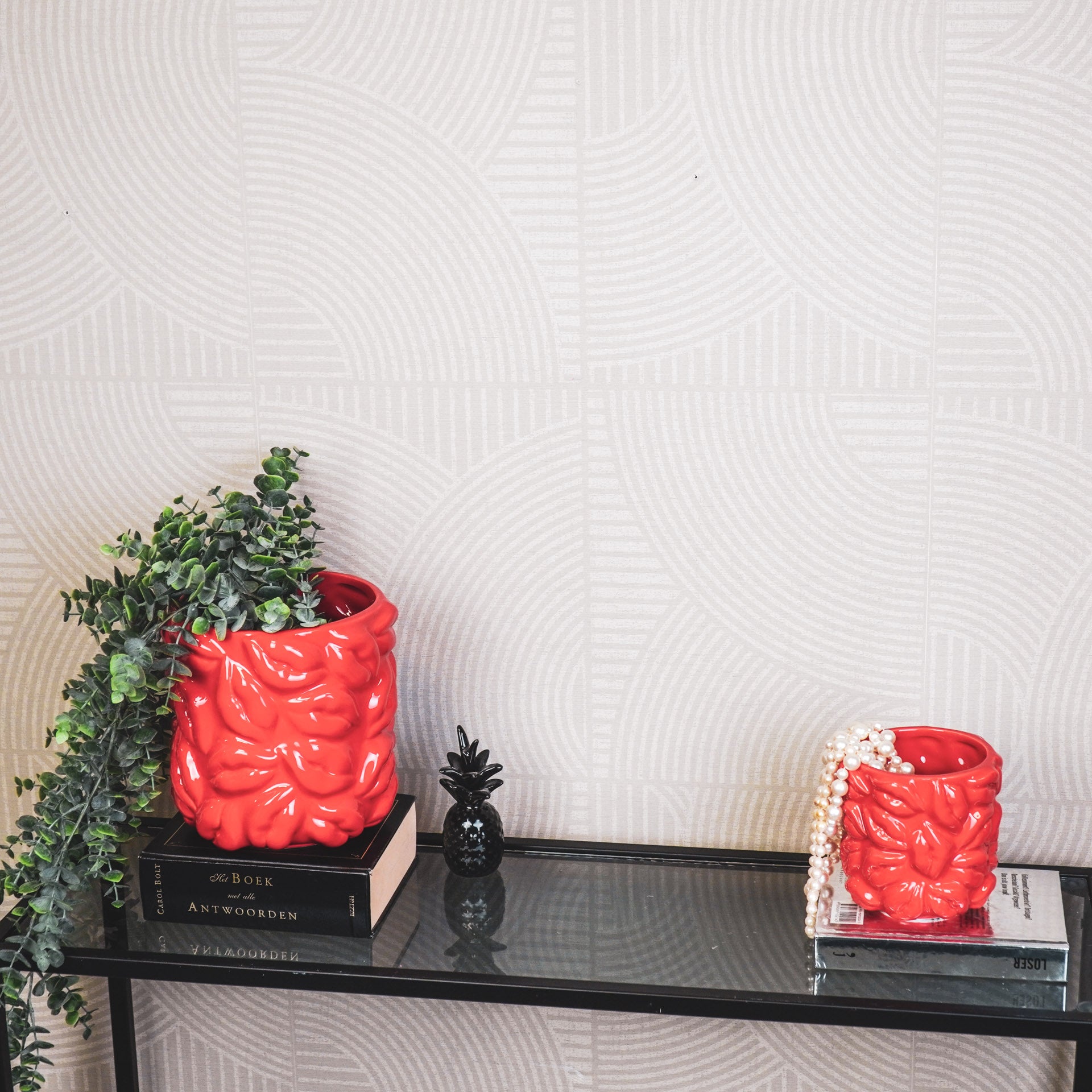 Pot - Planten Pot Lippen - Keramiek - Rood - 17,5x17,5x17,5cm