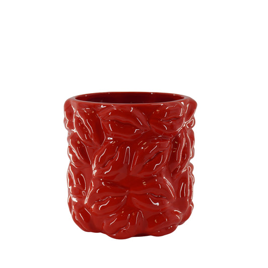 Pot - Planten Pot Lippen - Keramiek - Rood - 17,5x17,5x17,5cm