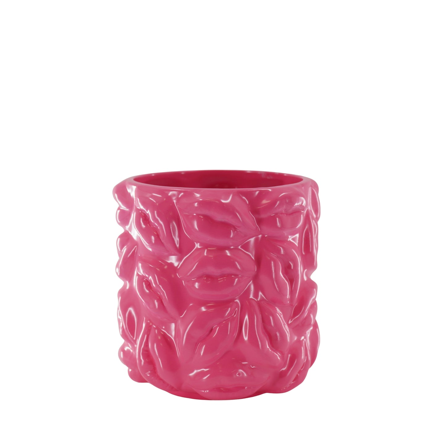 Pot - Planten Pot Lippen - Keramiek - Fluor Roze - 17,5x17,5x17,5cm