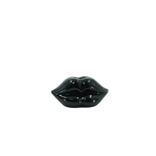 Ornament- Spaarpot Lippen - Keramiek- Zwart -15x8x8cm