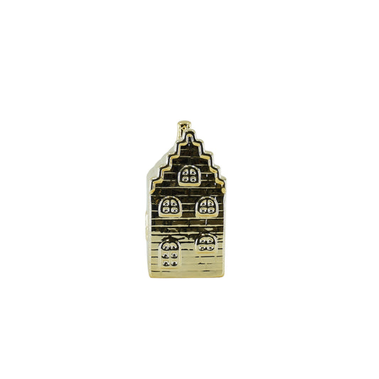 Ornament- Spaarpot Huis - Keramiek-Goud- 7x7x13cm