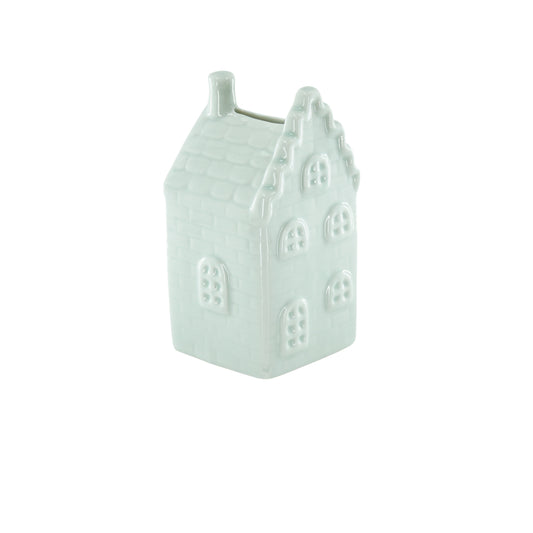 Ornament- Spaarpot Huis - Keramiek-Mintgroen 7x7x13cm