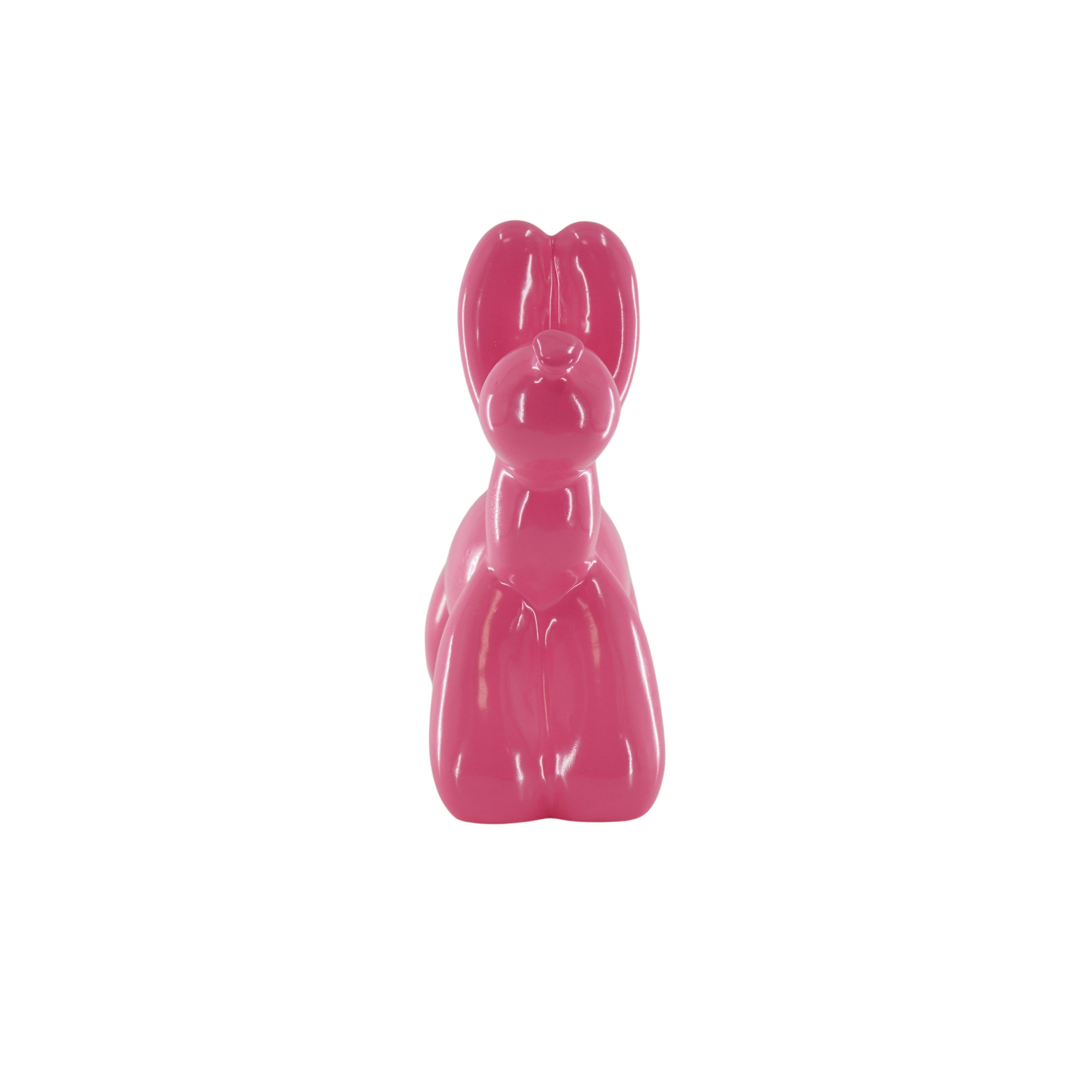 Ornament- Spaarpot Ballon Hond - Keramiek- Fluor Roze -17x7x17cm