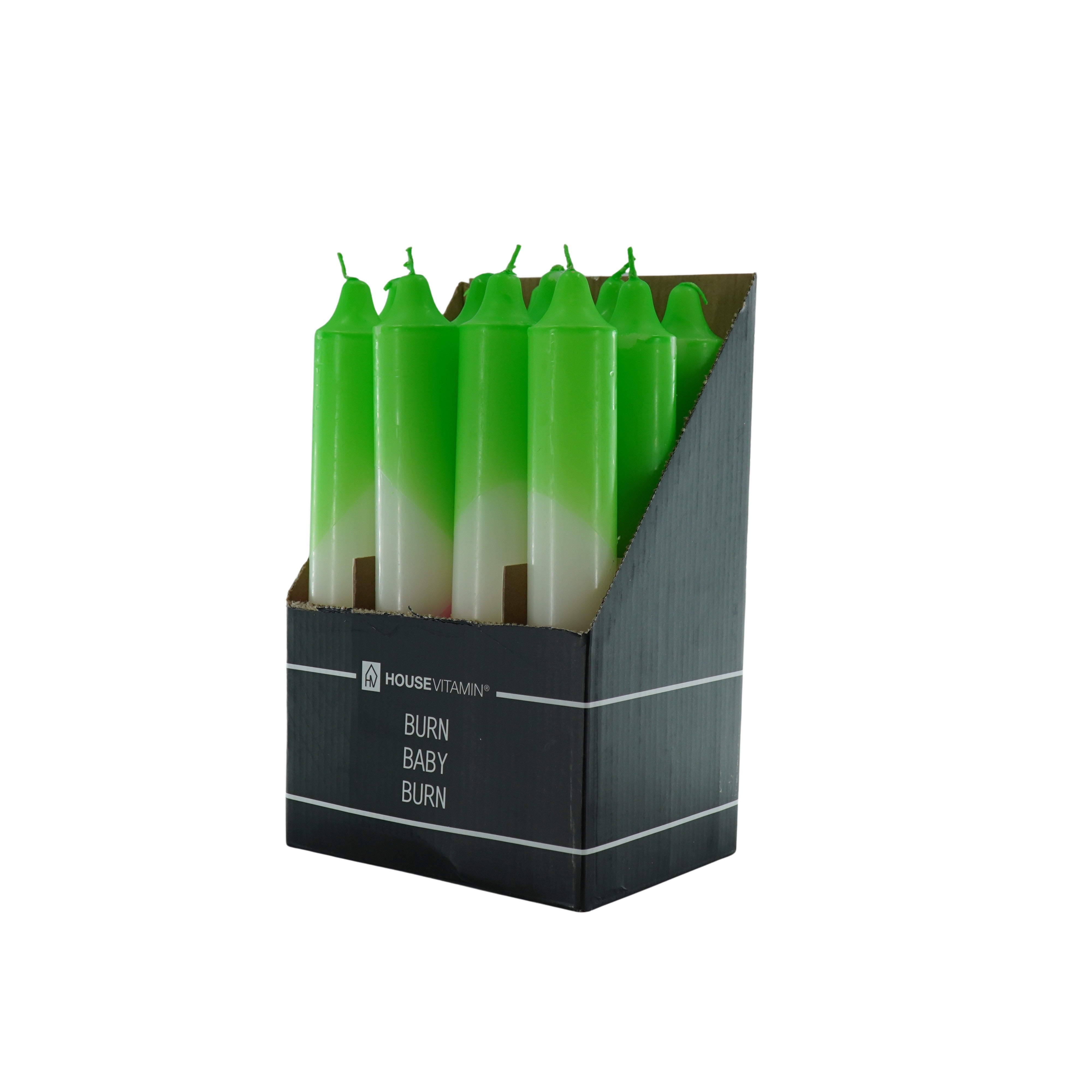 Kaarsen - Dipdye Dinerkaars - Extra Breed- Neon Groen/Wit/Roze - 3,8x25cm