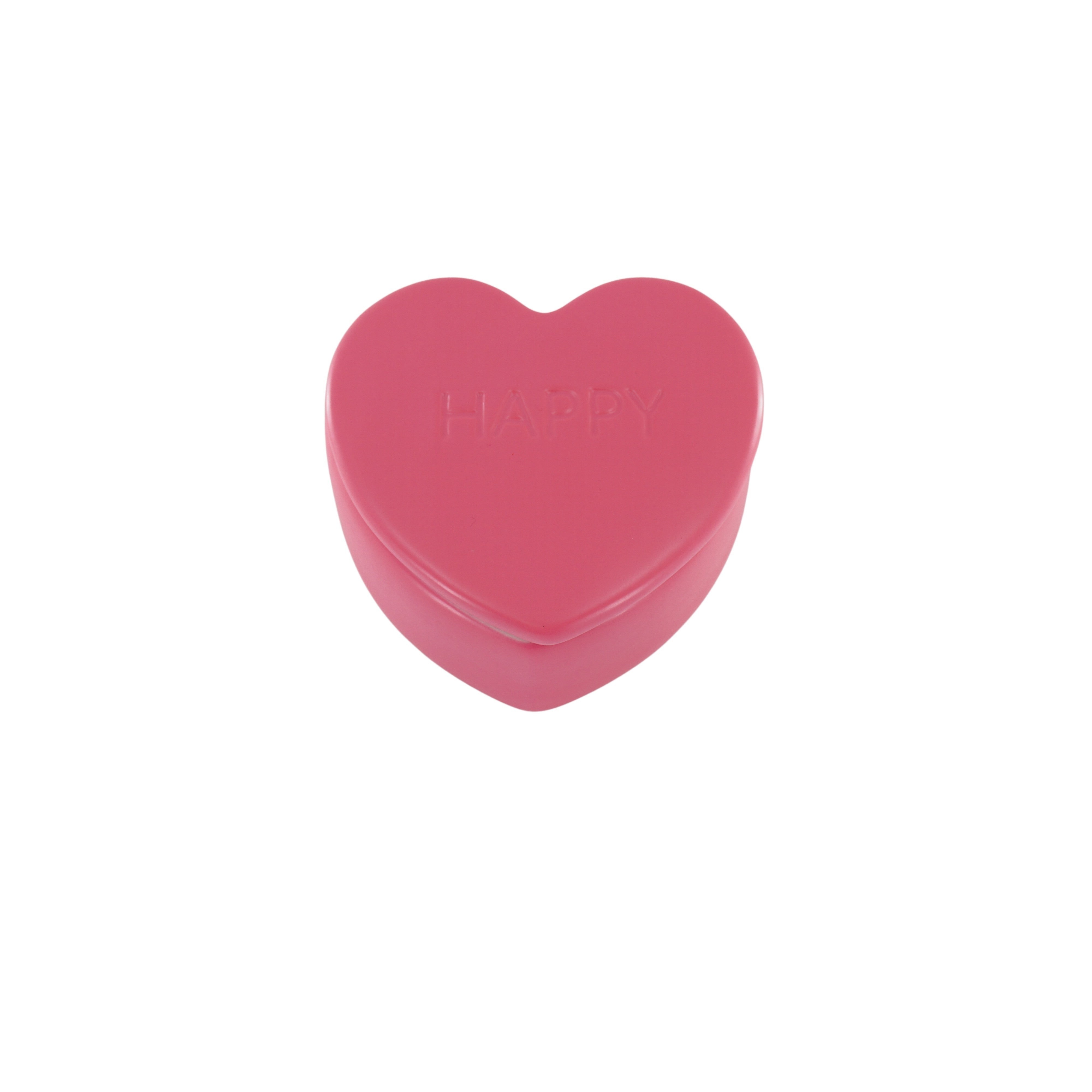 Sierpotje- Snoephart 'HAPPY'- Keramiek- Fluor Roze- 12x11,5x6cm
