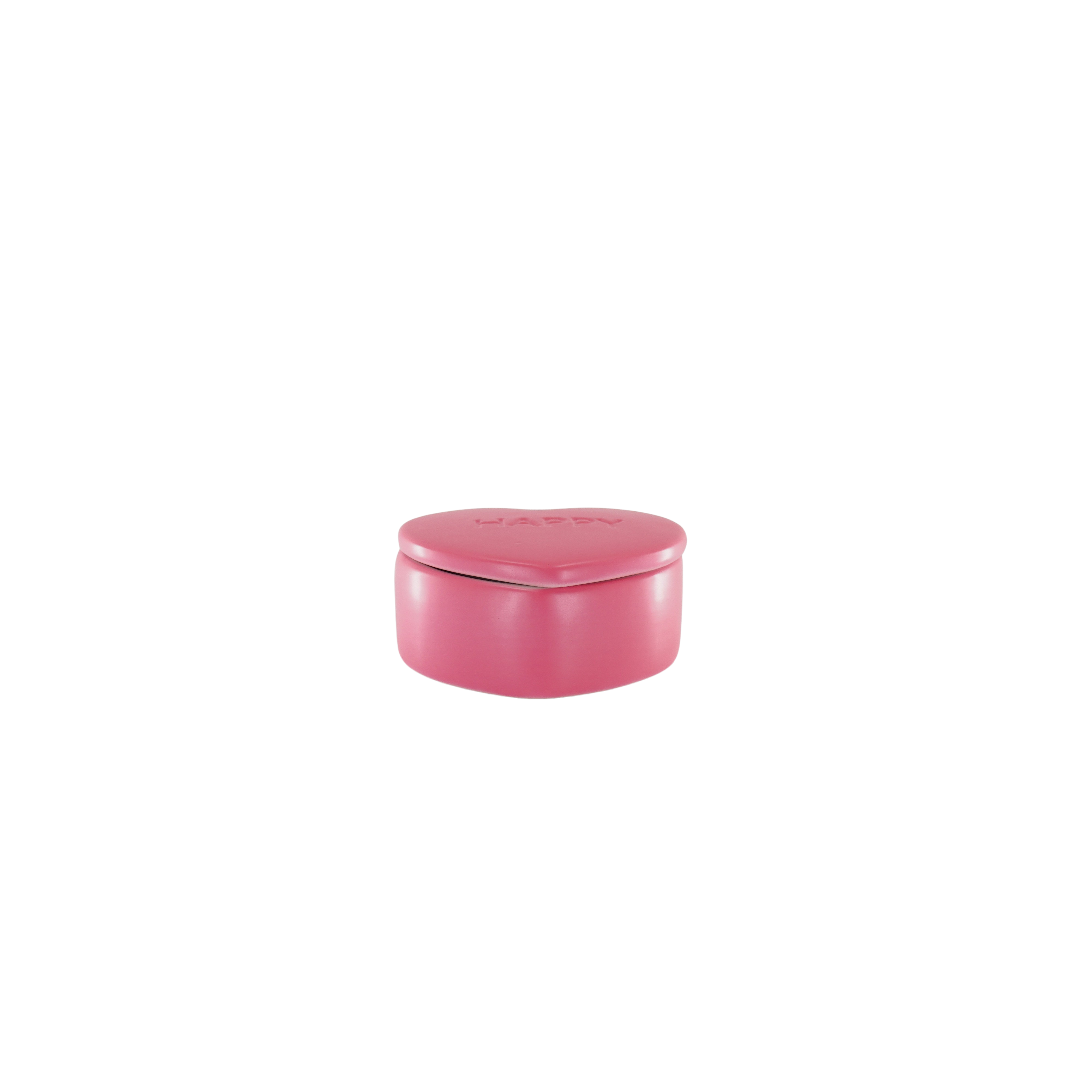 Sierpotje- Snoephart 'HAPPY'- Keramiek- Fluor Roze- 12x11,5x6cm