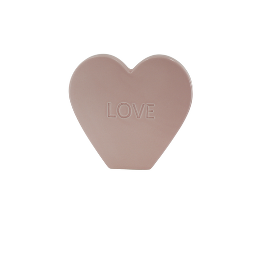 Ornament- Snoephart Beeld 'LOVE'- Keramiek- Licht Roze- 20x4x18,5cm