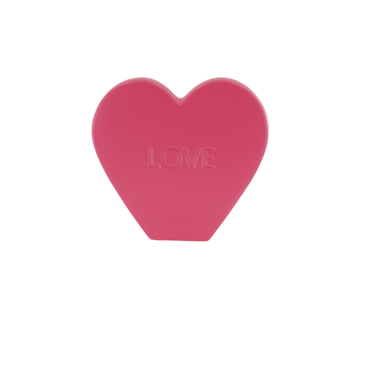 Ornament- Snoephart Beeld 'LOVE'- Keramiek- Fluor Roze- 20x4x18,5cm