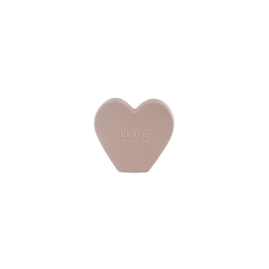 Ornament- Snoephart Beeldje 'LOVE'- Keramiek- Licht Roze-13x4x11,5cm