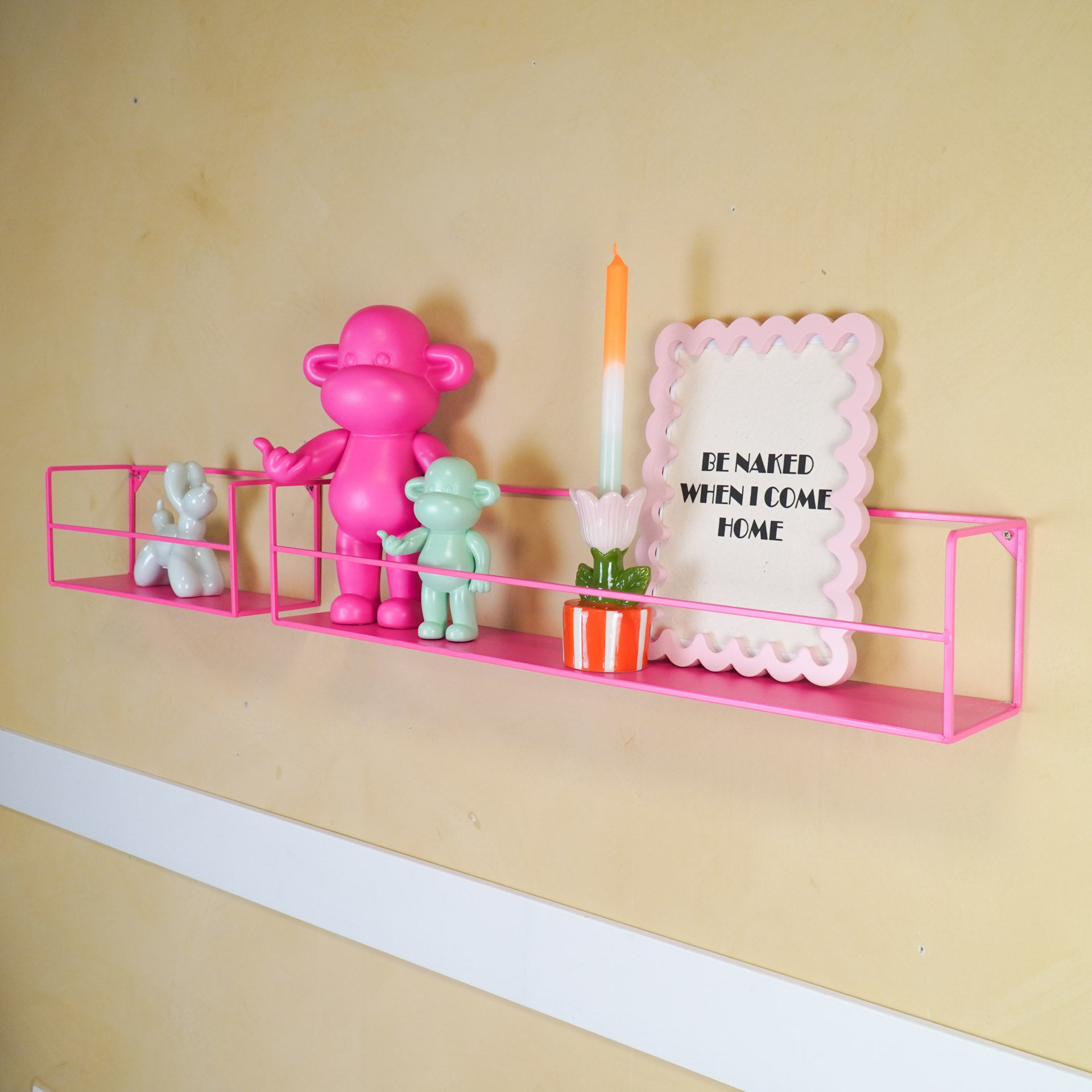 Wandplanken - Metaal - Neon Roze - Set van 2 - 40x14x16 en 80x14x16cm