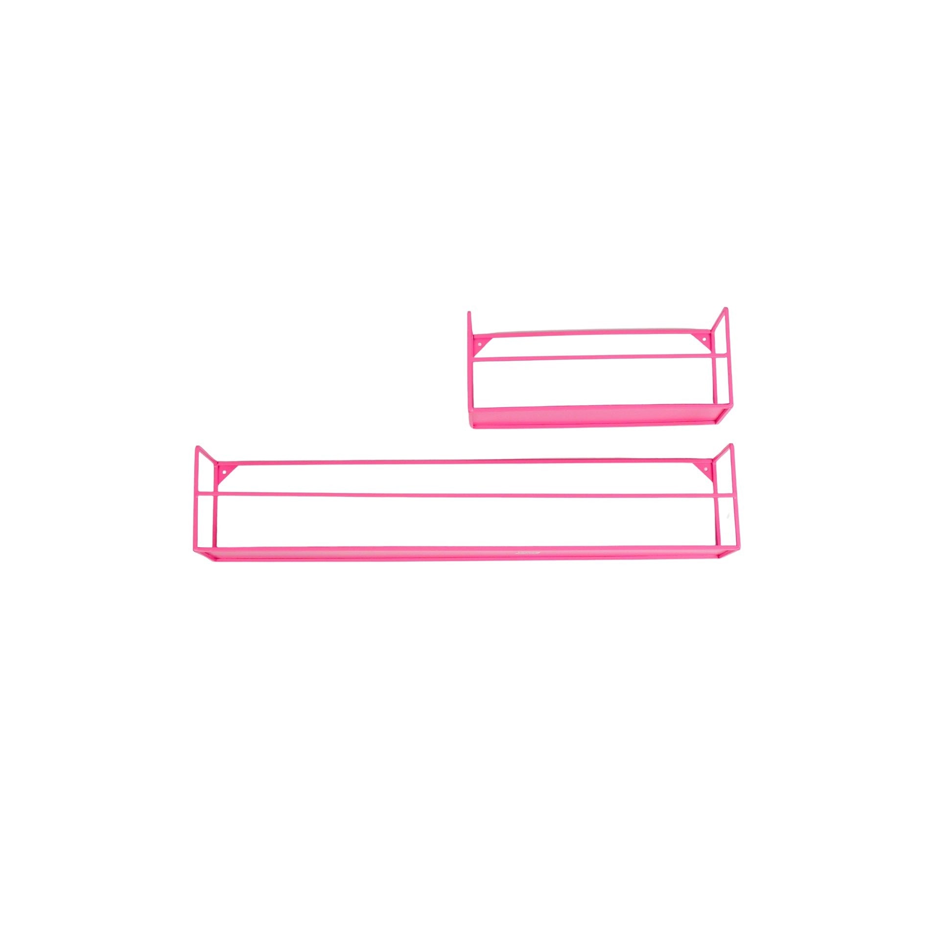 Wandplanken - Metaal - Neon Roze - Set van 2 - 40x14x16 en 80x14x16cm