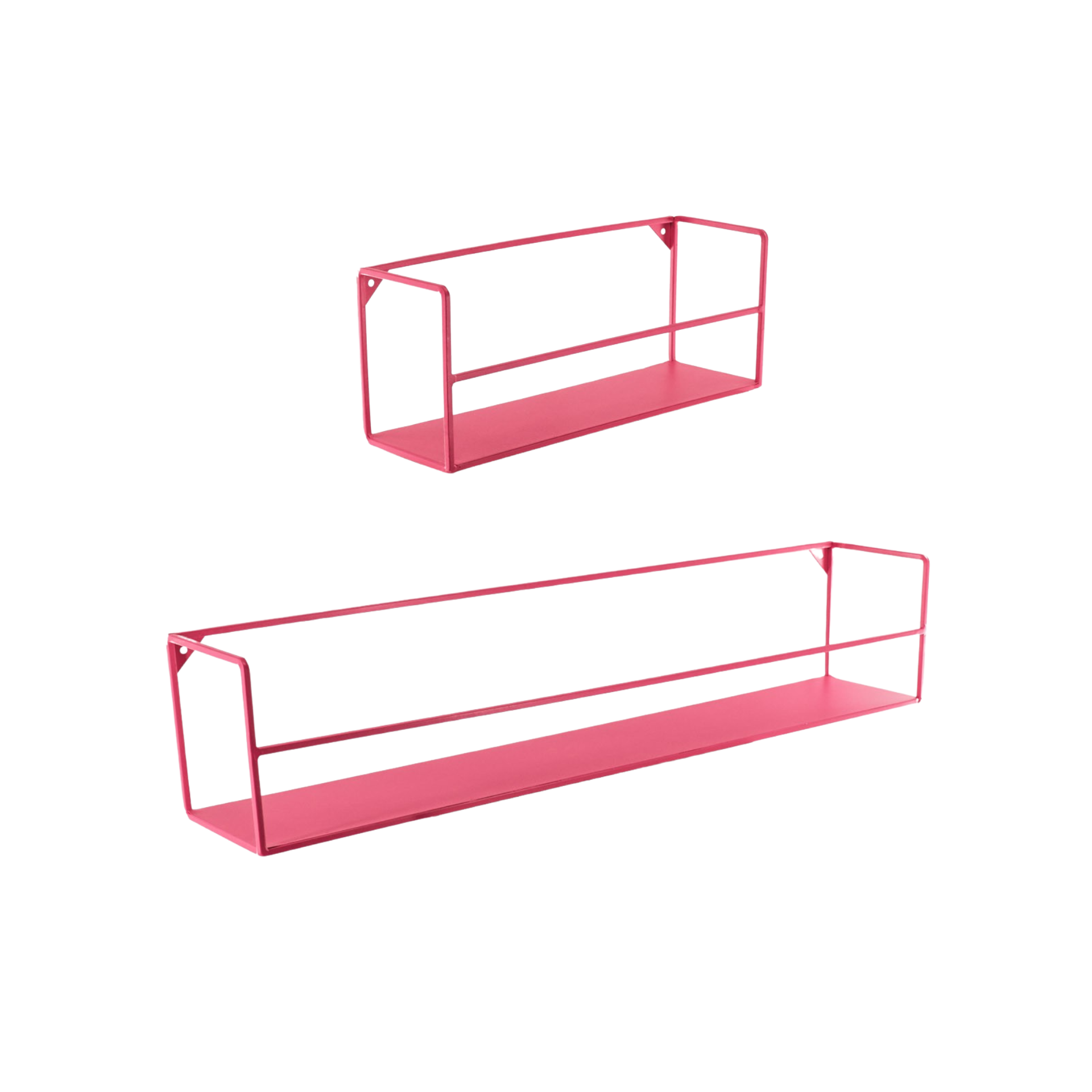Wandplanken - Metaal - Neon Roze - Set van 2 - 40x14x16 en 80x14x16cm