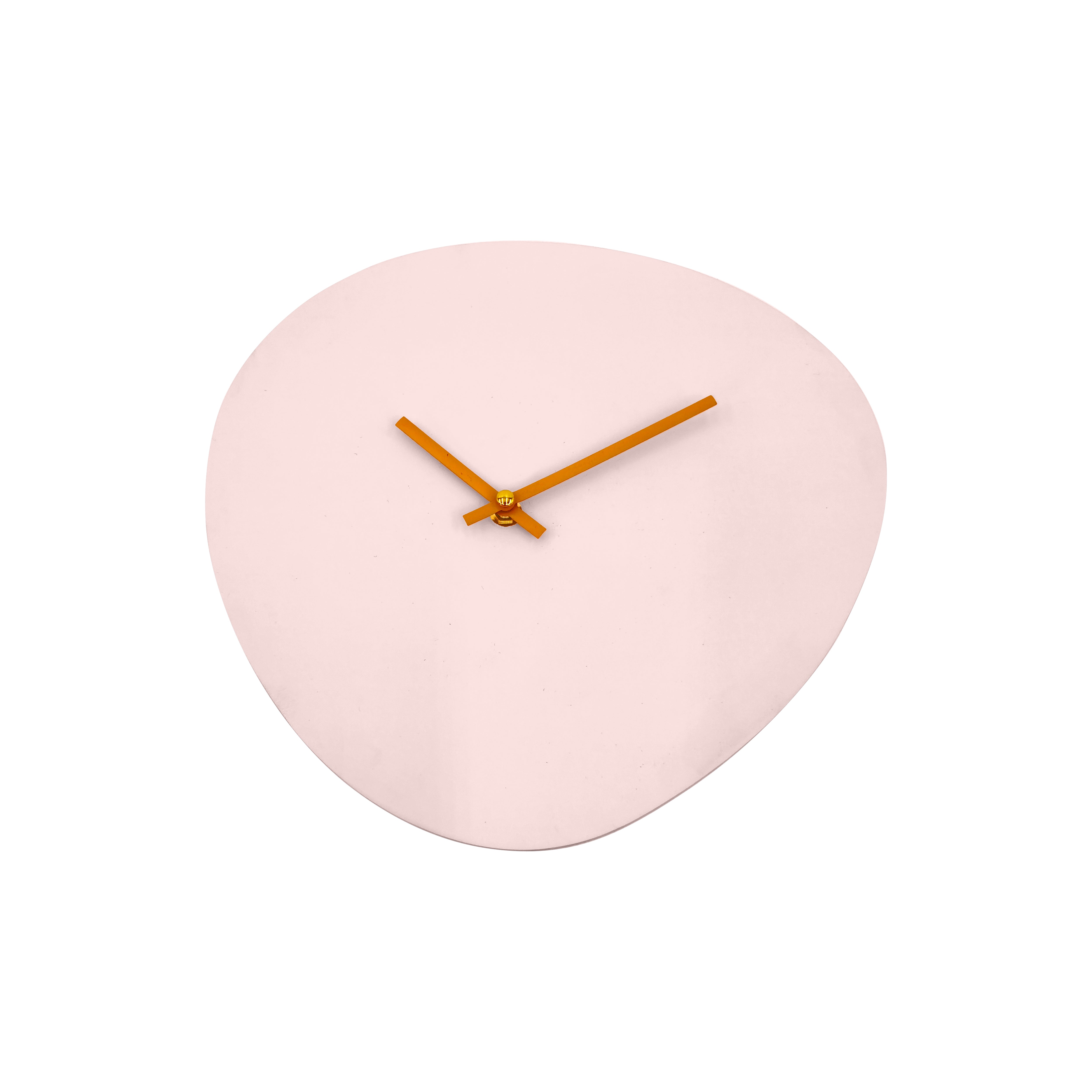 Klok - Wandklok Organisch- Roze/ Oranje - 30x30x0,5 cm