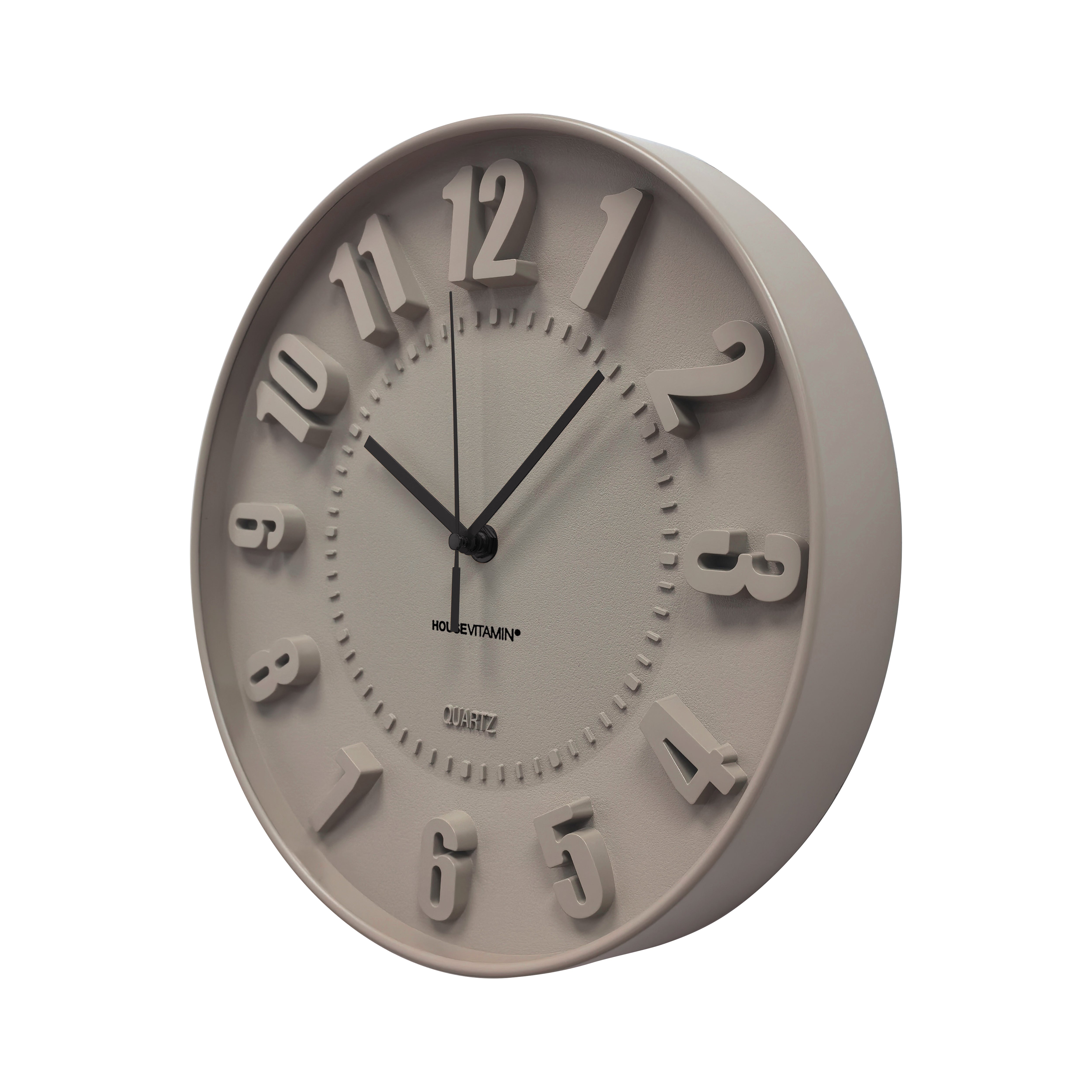 Klok- Wandklok Cijfers- Taupe - 30x30x4cm