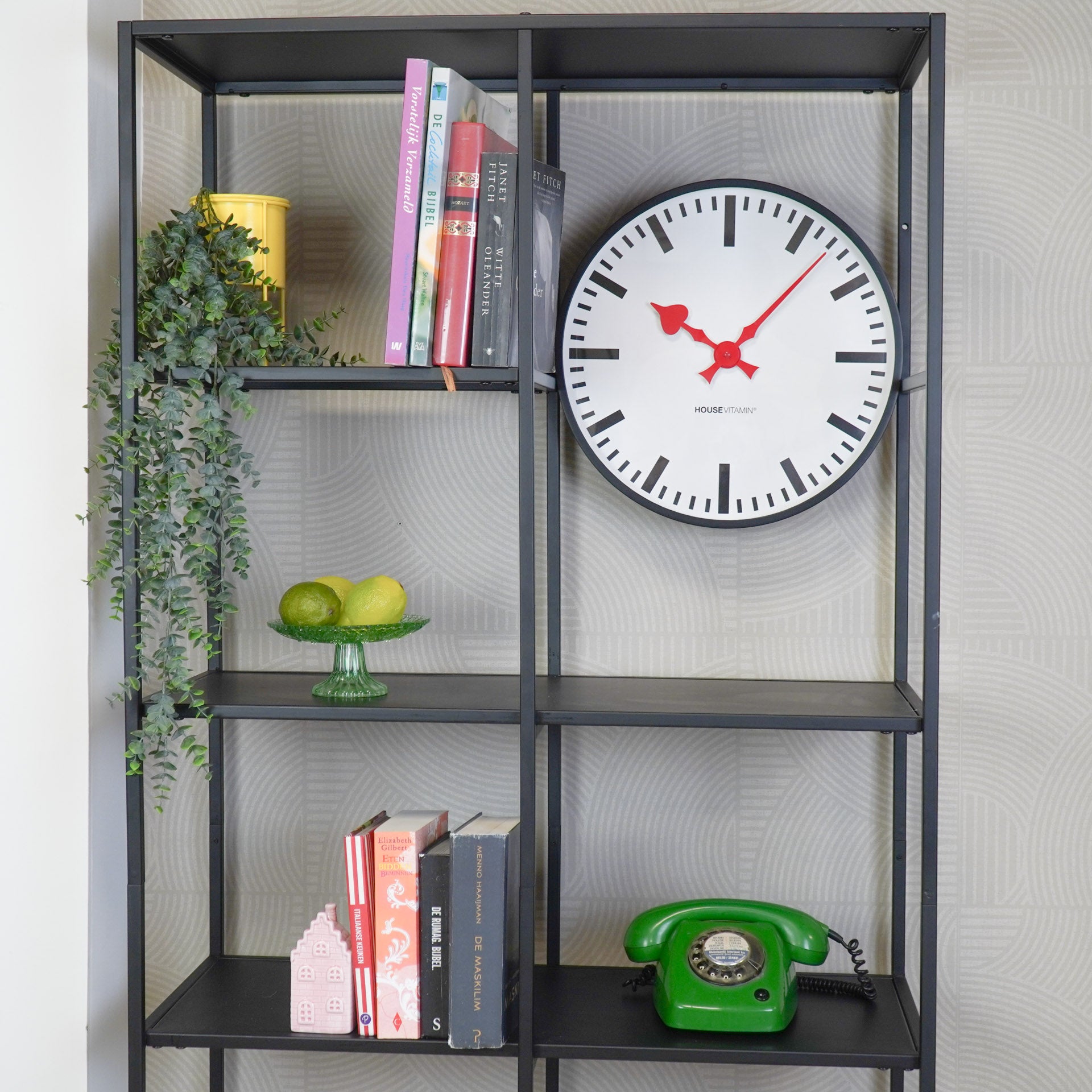 Klok- Wandklok Station- Wit/ Zwart - 40x40x4cm