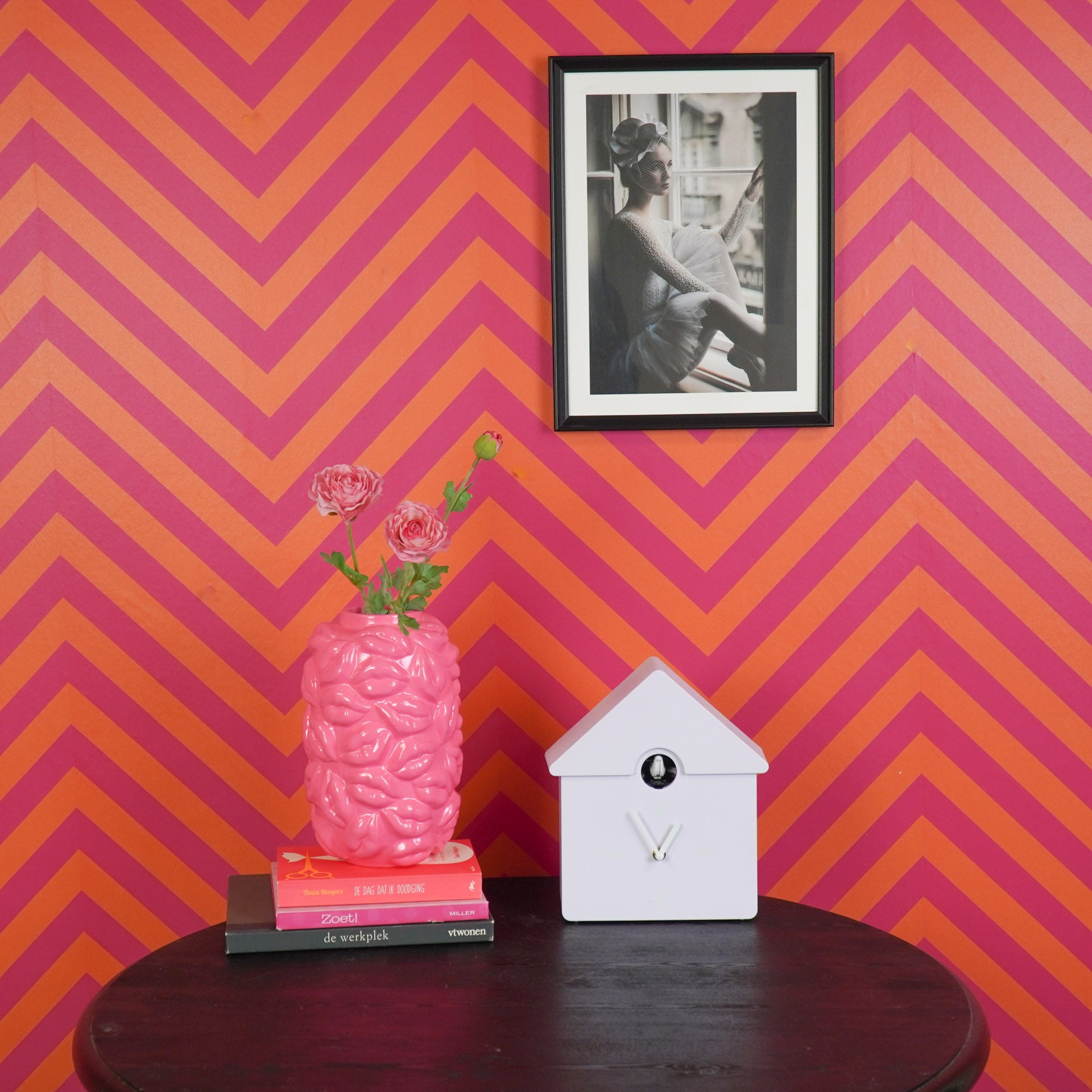 Klok- Wandklok Koekoeksklok - Lila- 24x27x9cm