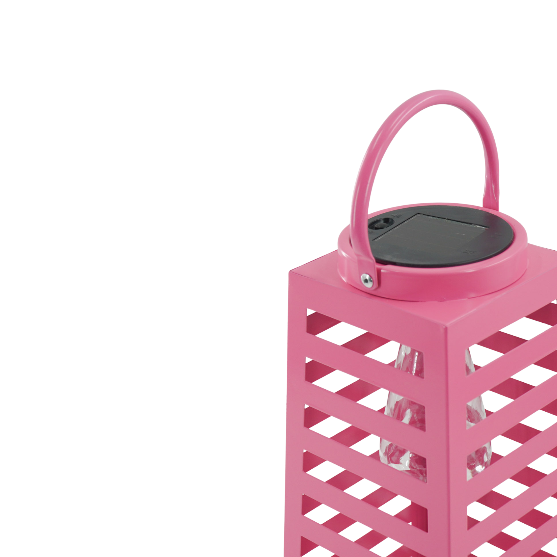 Lamp- Lantaarn/ Windlicht - Solar - Metaal - Roze - 14x14x32,5cm