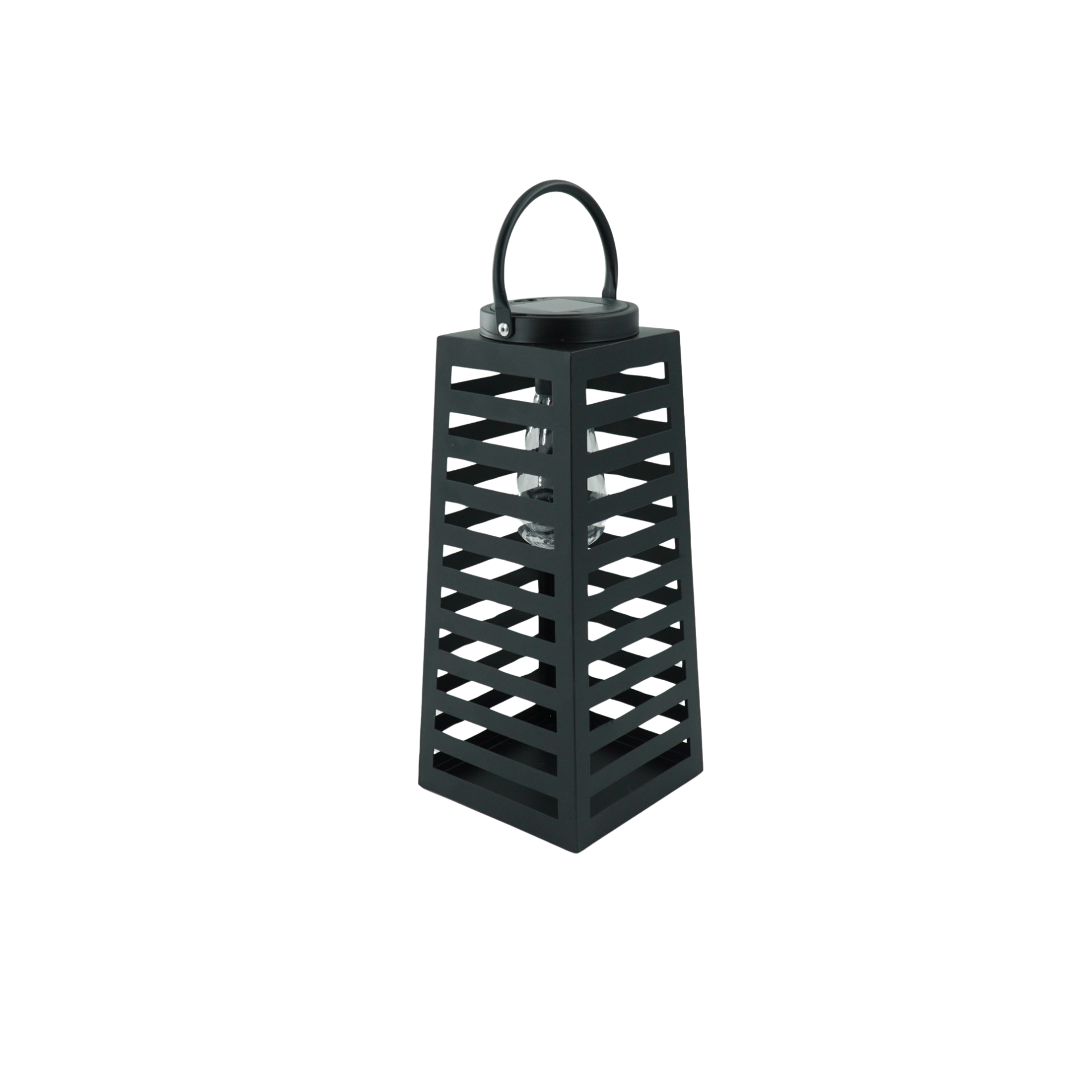 Lamp- Lantaarn/ Windlicht - Solar - Metaal - Zwart - 14x14x32,5cm