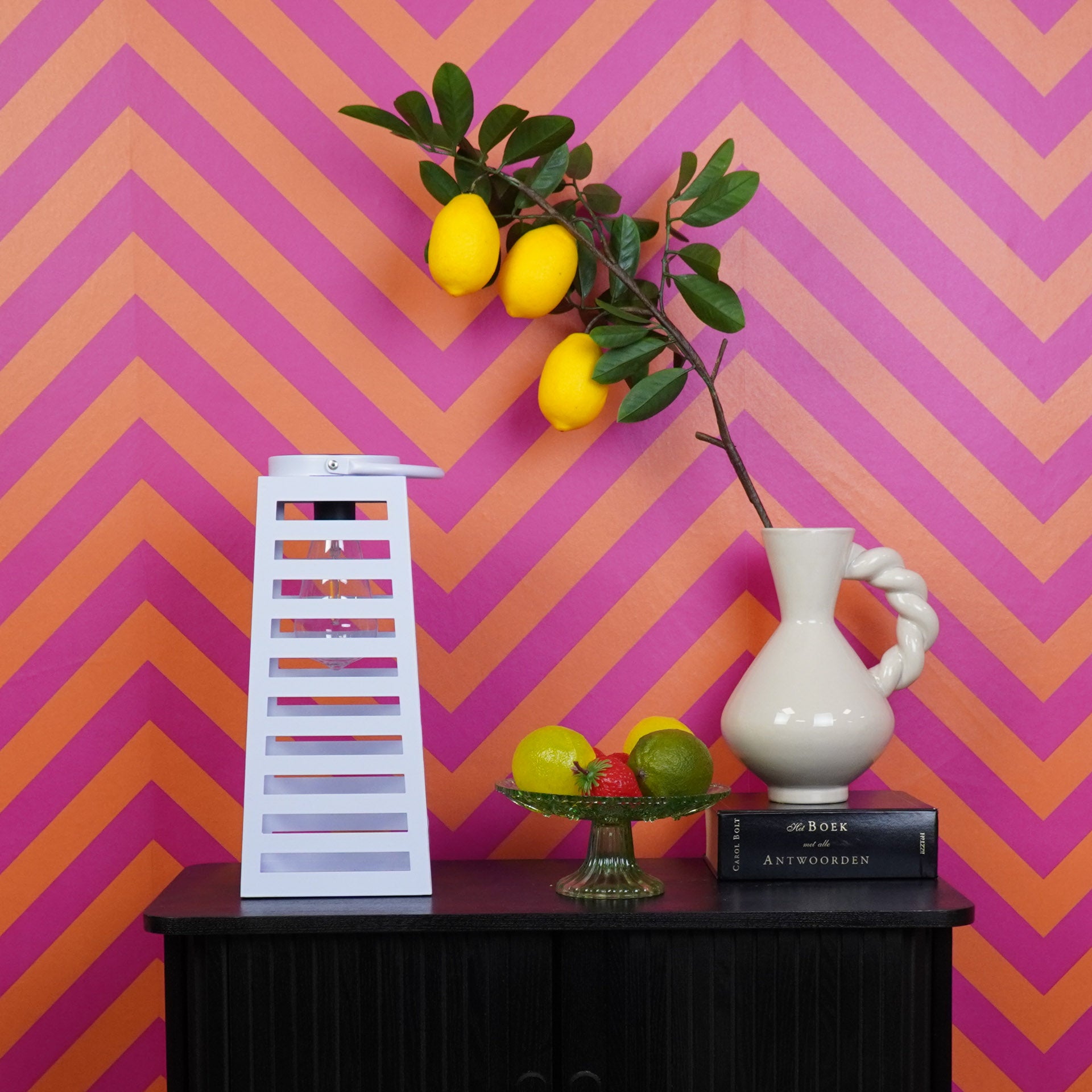 Lamp- Lantaarn/ Windlicht - Solar - Metaal - Lila - 14x14x32,5cm