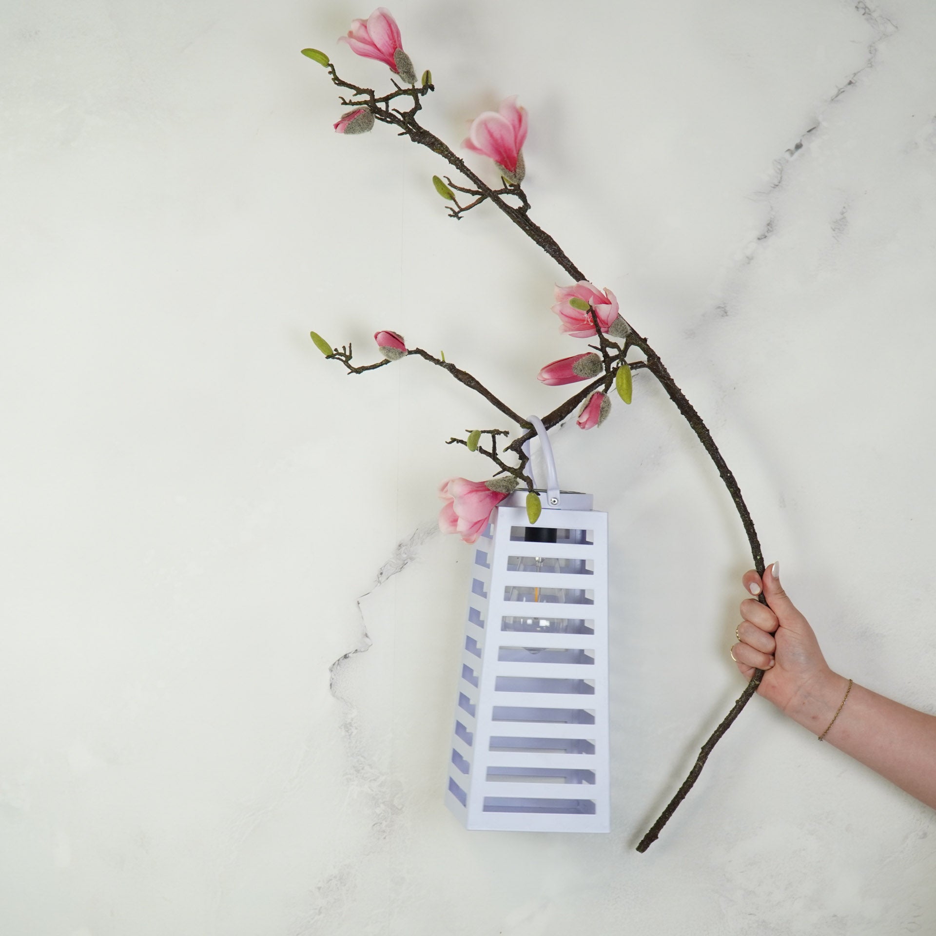 Lamp- Lantaarn/ Windlicht - Solar - Metaal - Lila - 14x14x32,5cm