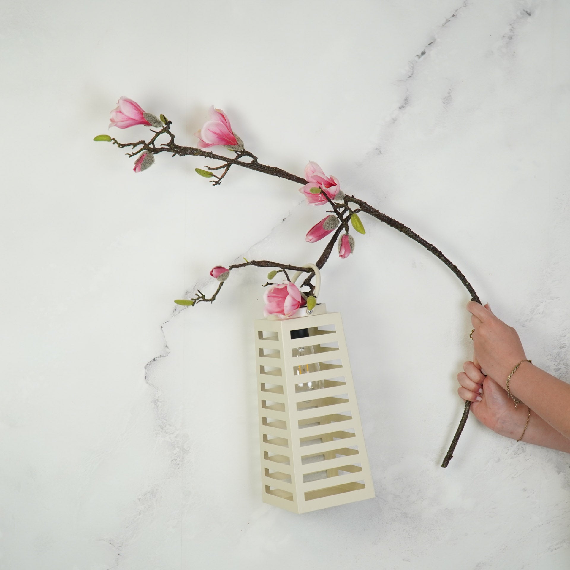 Lamp- Lantaarn/ Windlicht  - Solar - Metaal - Zand - 14x14x32,5cm