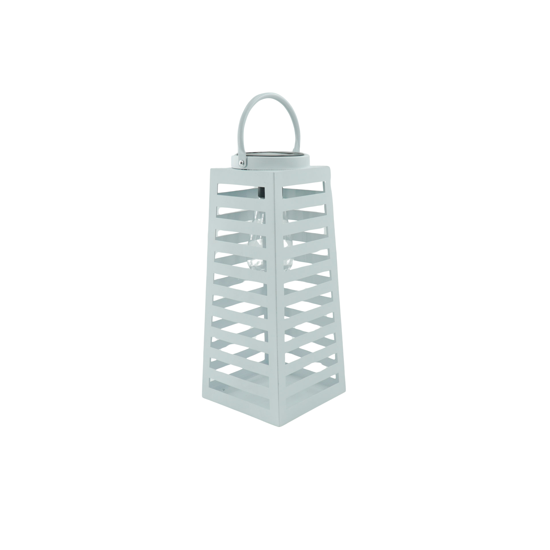 Lamp- Lantaarn/Windlicht  - Solar - Metaal - Wit - 14x14x32,5cm