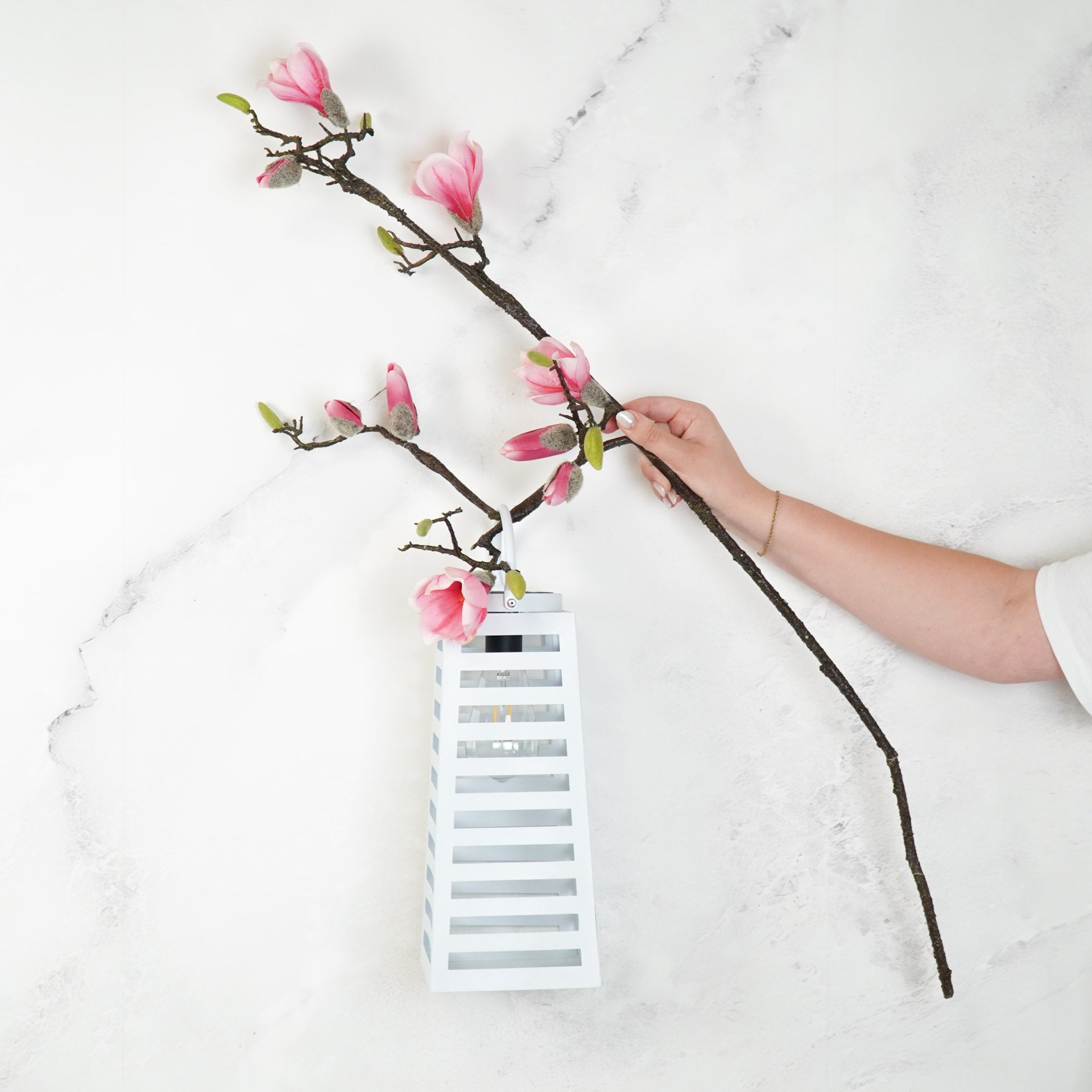 Lamp- Lantaarn/Windlicht  - Solar - Metaal - Wit - 14x14x32,5cm