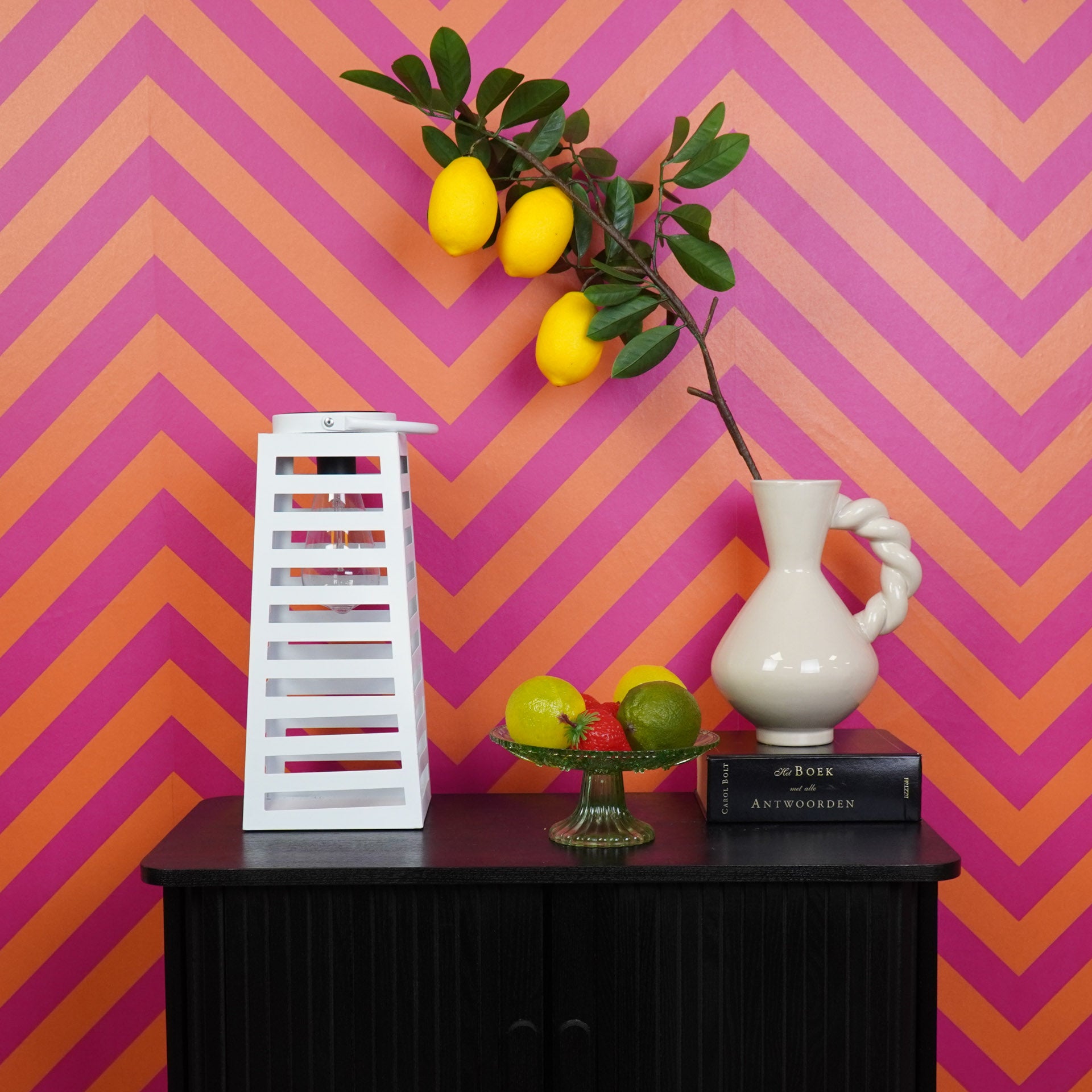 Lamp- Lantaarn/Windlicht  - Solar - Metaal - Wit - 14x14x32,5cm