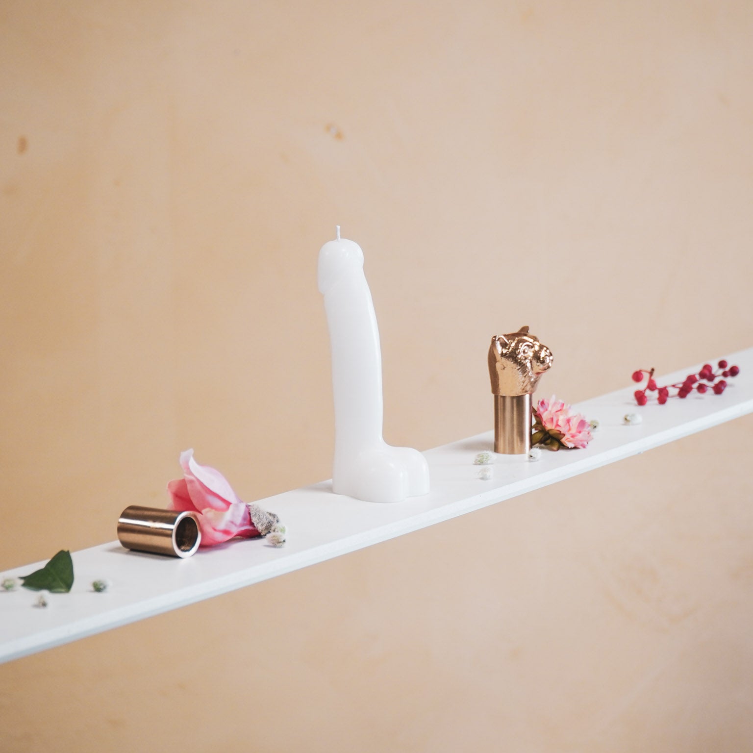 Kaars - Piemel - Wax - Wit - 160gram - 7x5,5x17cm