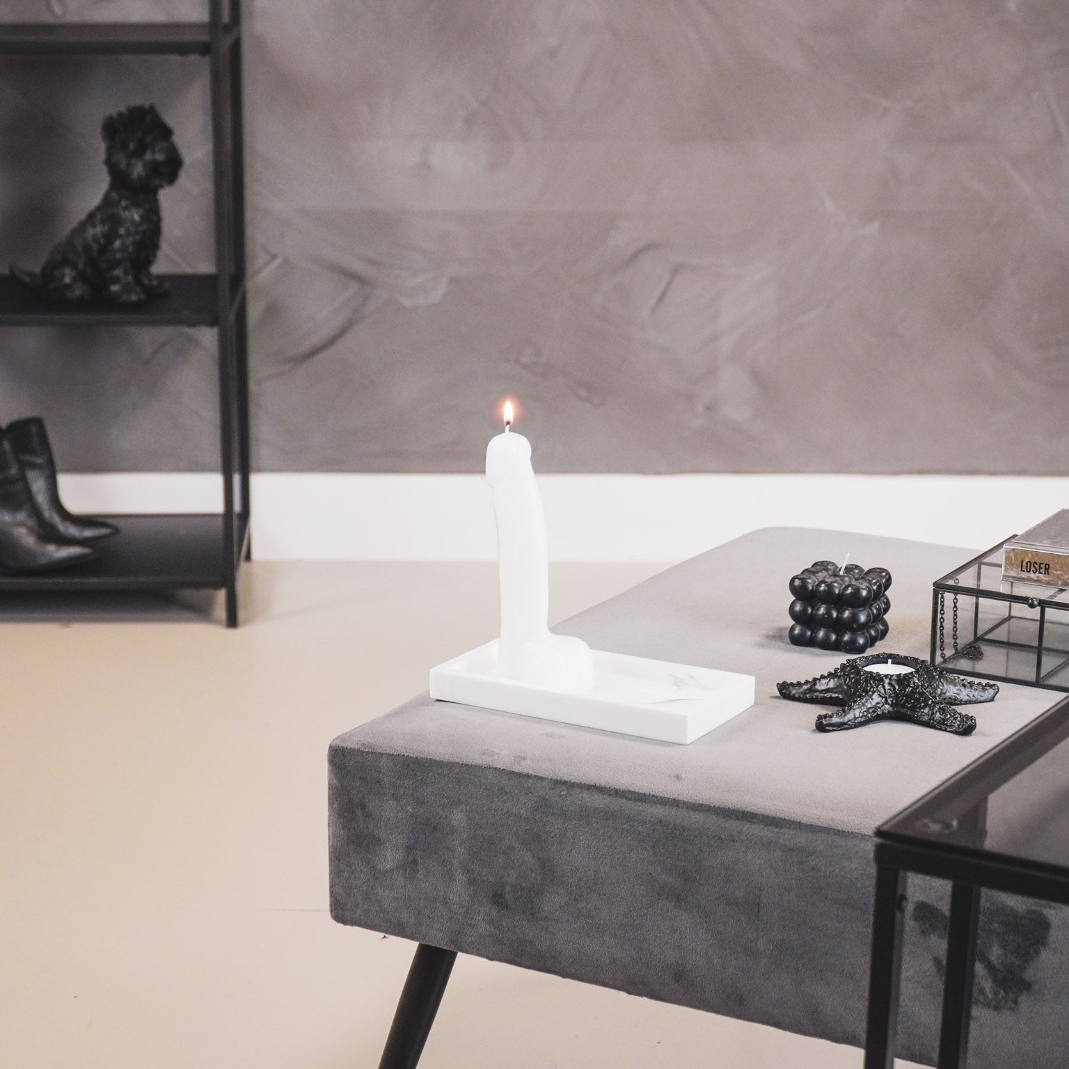 Kaars - Piemel - Wax - Wit - 160gram - 7x5,5x17cm