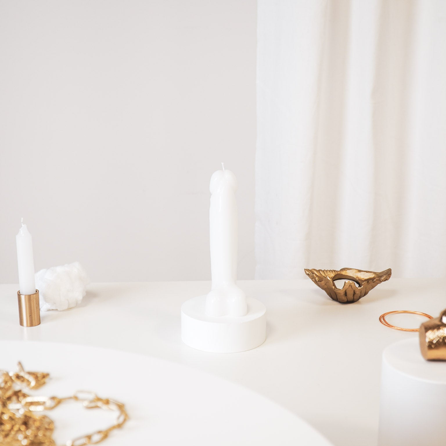 Kaars - Piemel - Wax - Wit - 160gram - 7x5,5x17cm