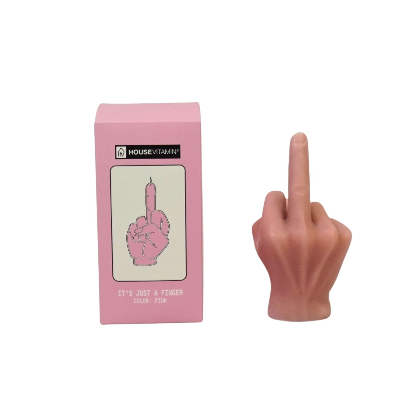 Kaars - Middelvinger - Wax - Roze - 310 gram - 10x9x17cm