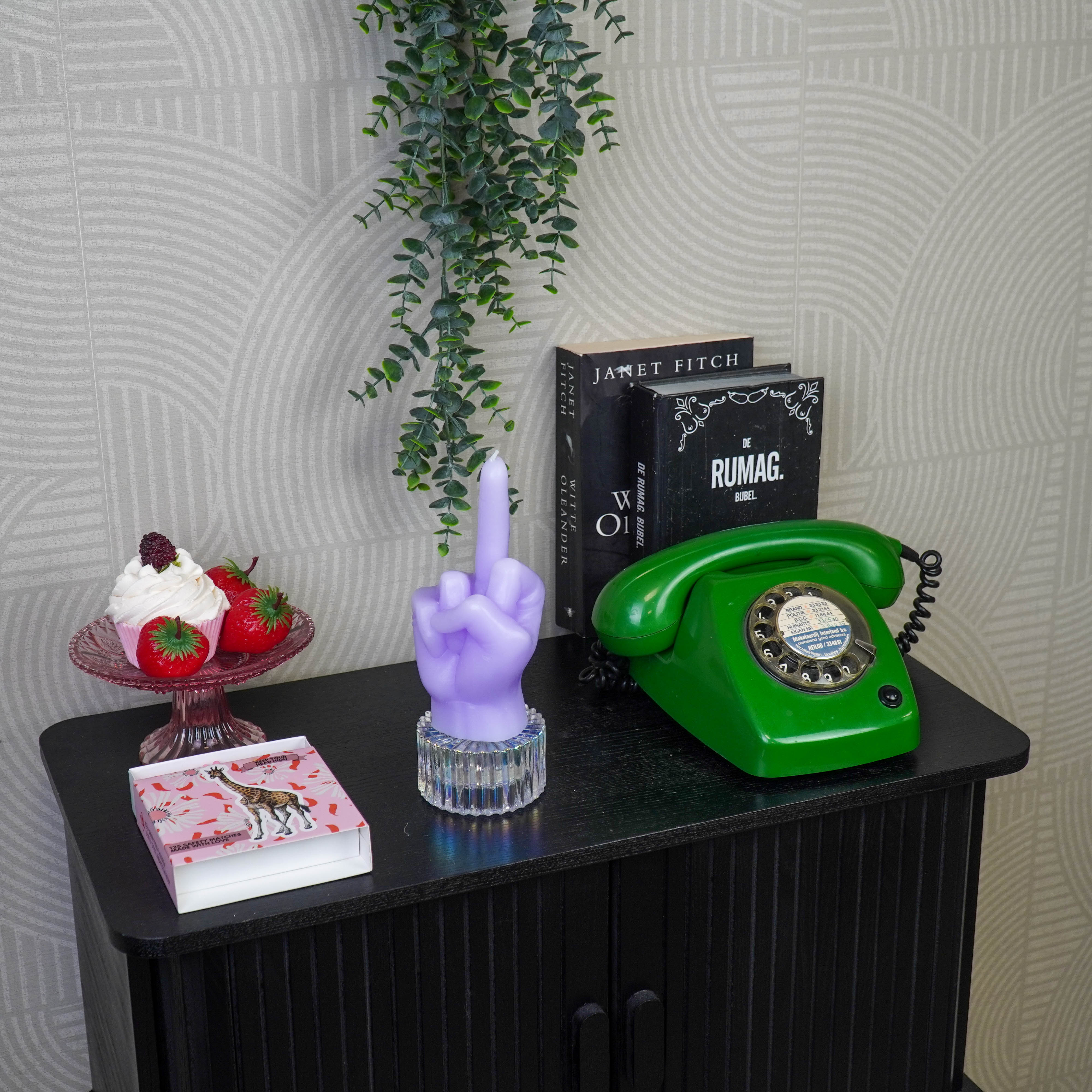 Kaars - Middelvinger - Wax - Lila - 310 gram - 10x9x17cm