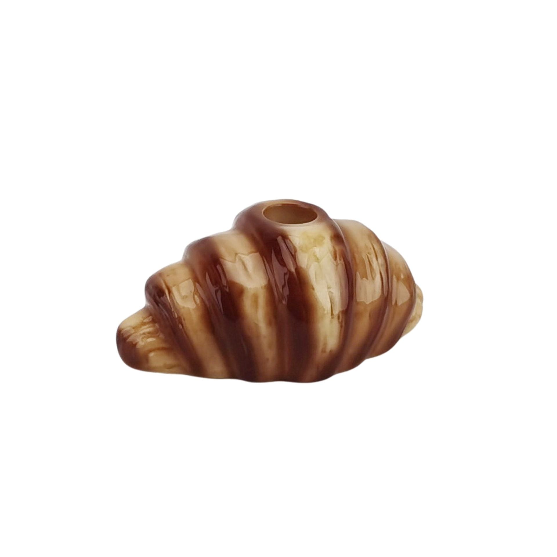Kaarshouder -Croissant Kandelaar -  Dolomiet - Bruin - 14,5x8,5x6,5cm