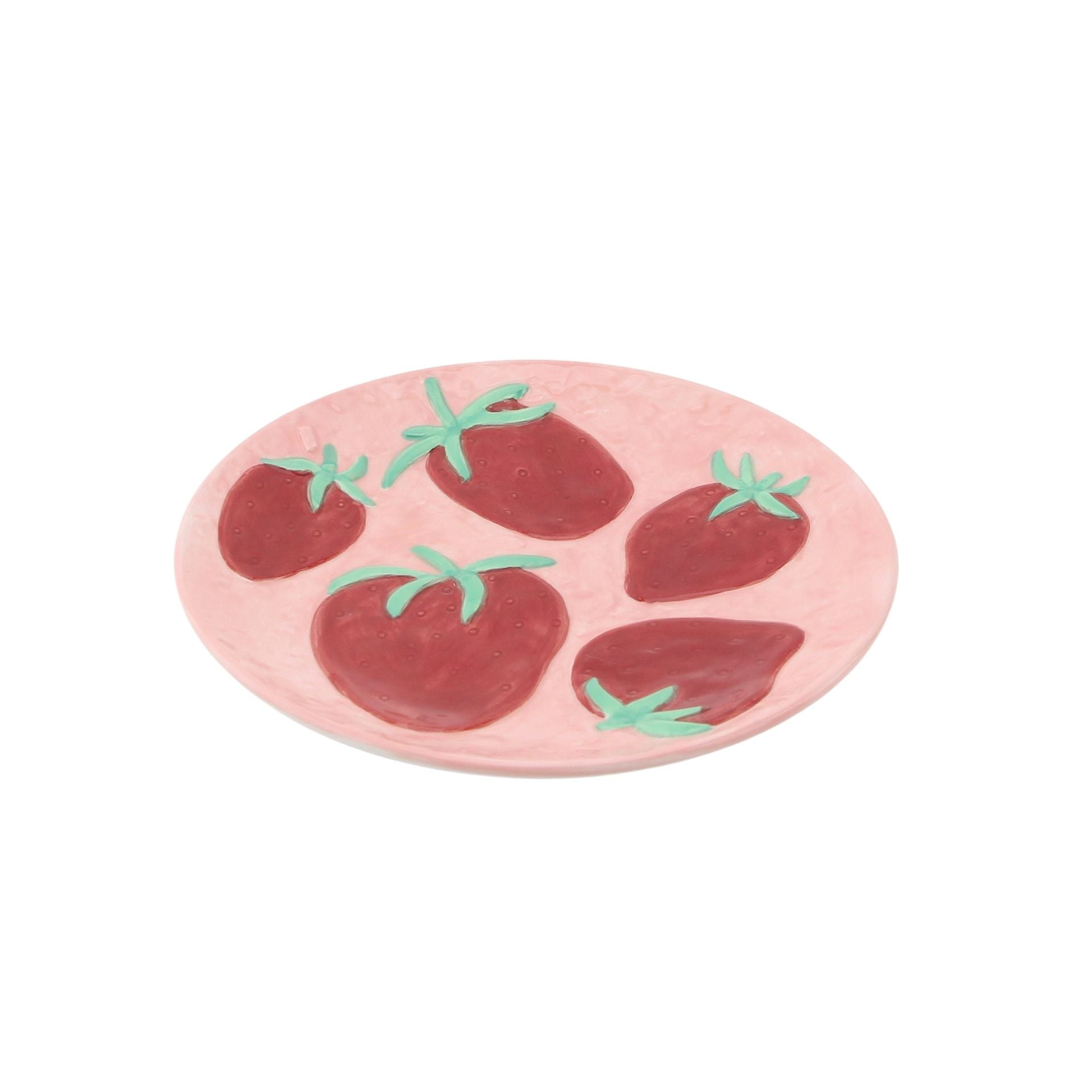 Decobord - Aardbei - Dolomiet - Roze/ Rood - 17,5x17,5x2cm