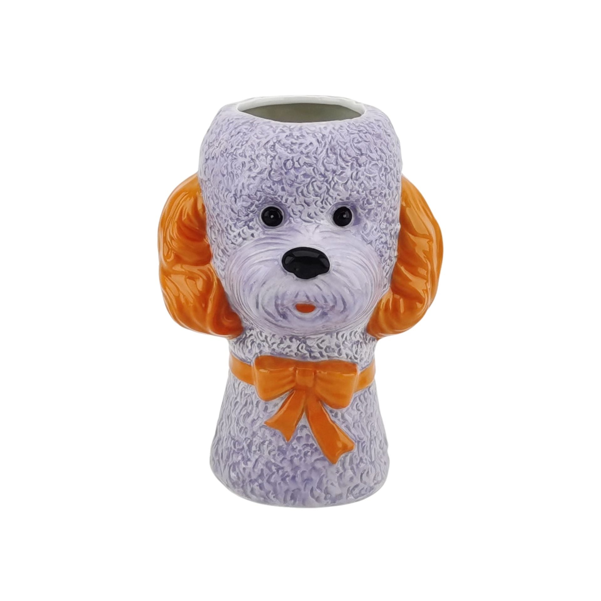 Vaas - Bloemen vaas - Hond - Dolomiet -Lila/Oranje- 15,5x12,5x21cm