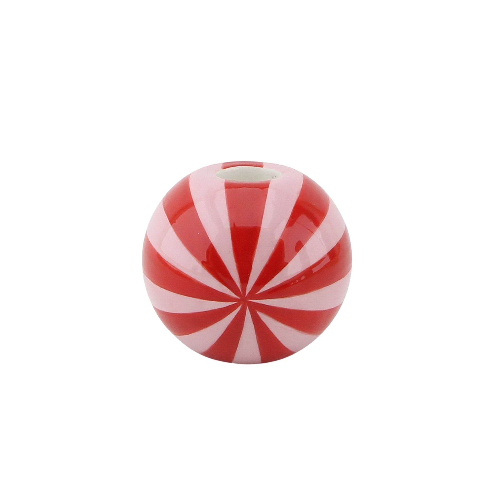 Kaarshouder - Kandelaar Swirl- Dolomiet - Rood/Roze - 10x10x10cm