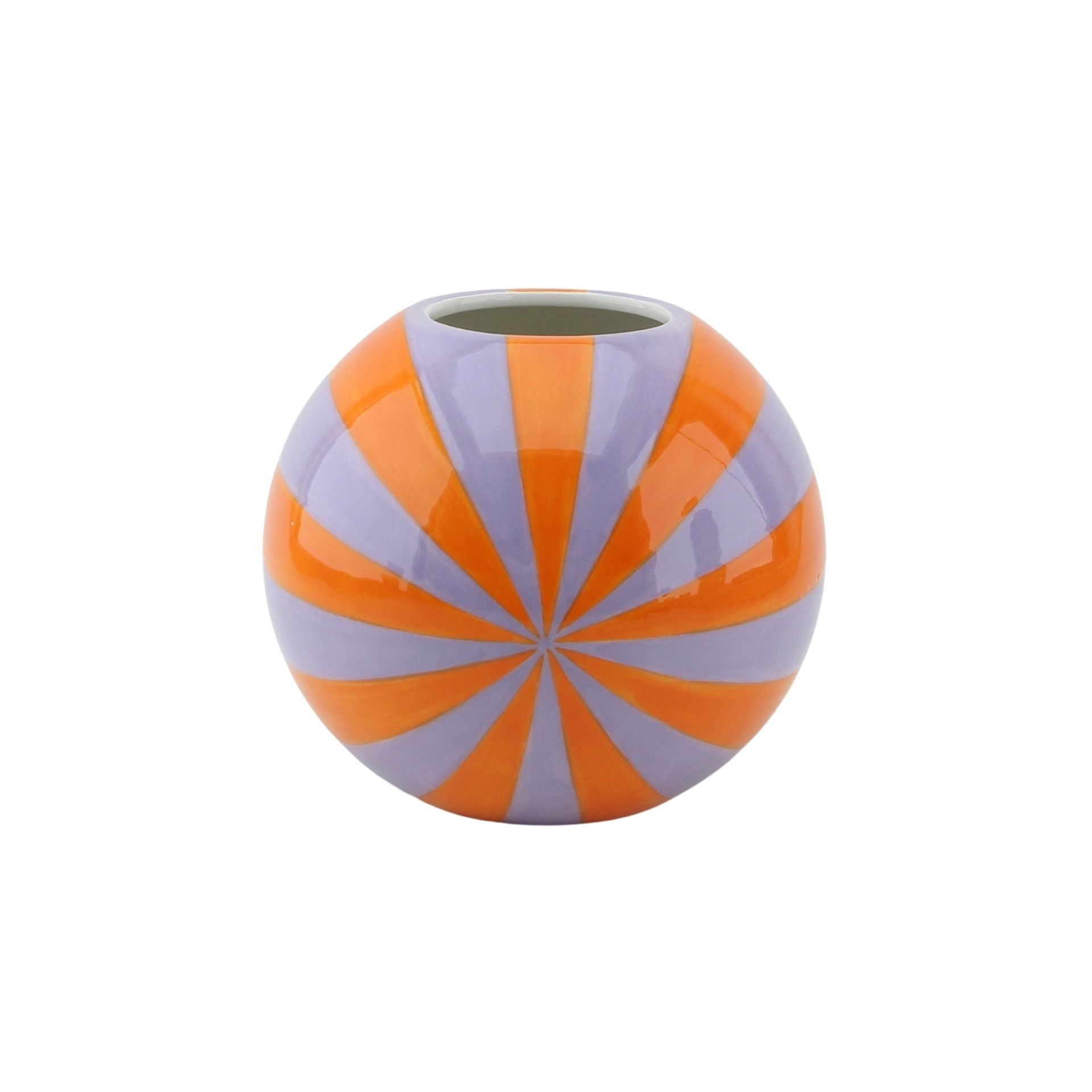 Vaas - Bloemenvaas Swirl- Dolomiet - Oranje/Lila - 15x15x13,5cm