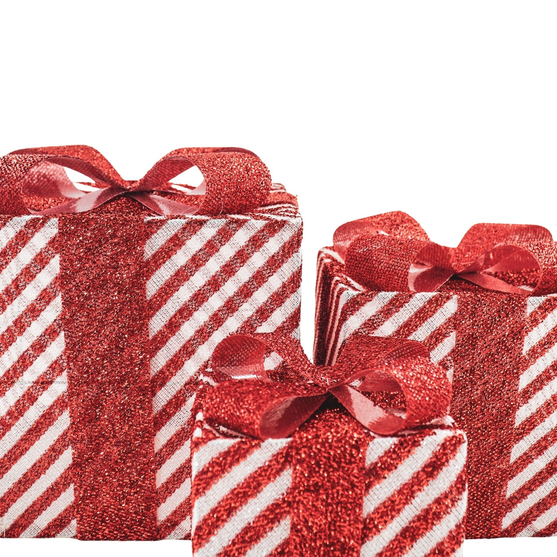 Kerst Led Lamp - Cadeau Set van 3 - Kunststof - Rood/Wit - 15cm/20cm/25cm